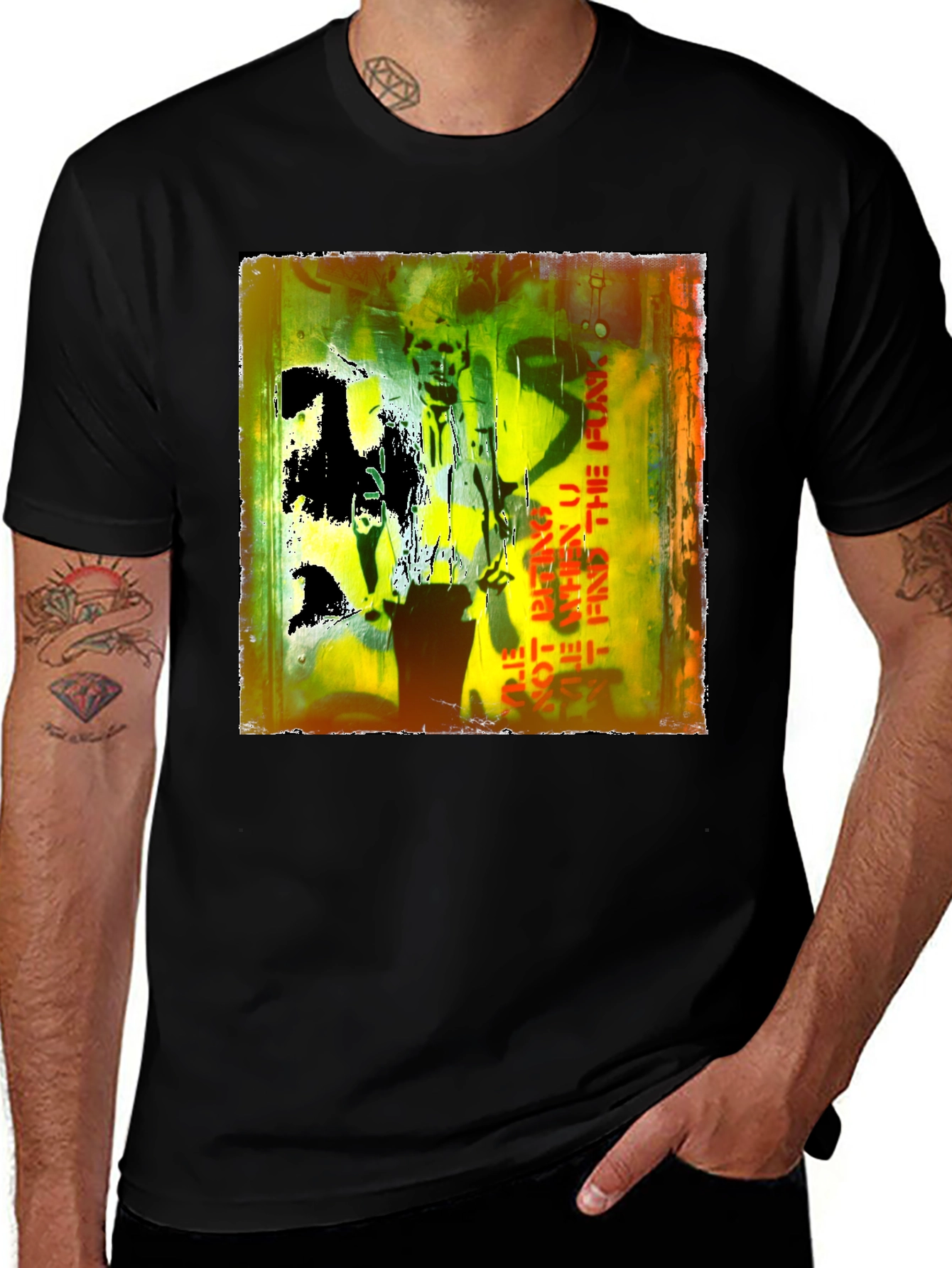 Abstract Graphic Print Black T-Shirt