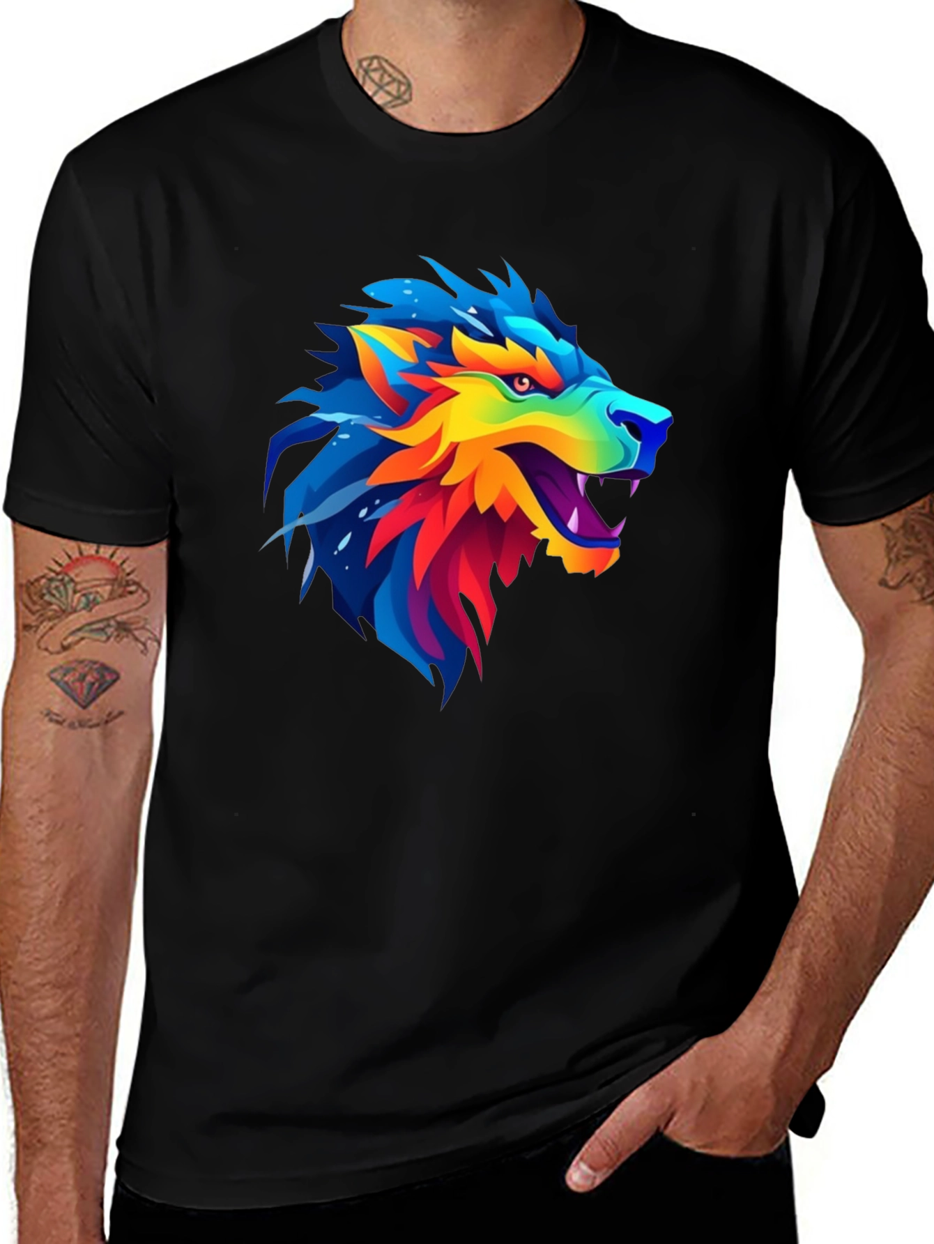 Variant 7 of Vibrant Wolf Graphic Tee - Bold Statement Shirt