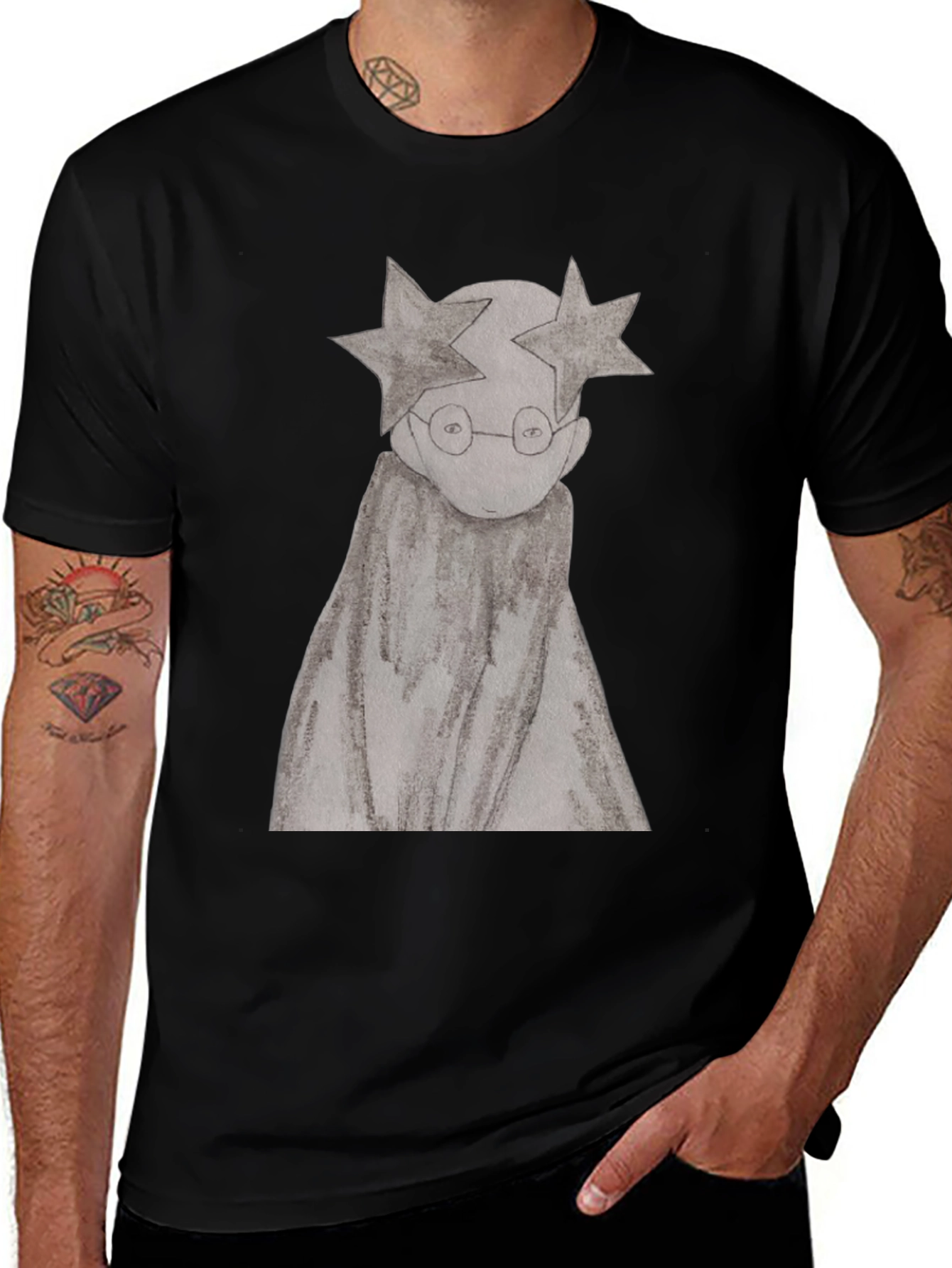 Variant 16 of Starry Eyed Character Graphic Tee - Black