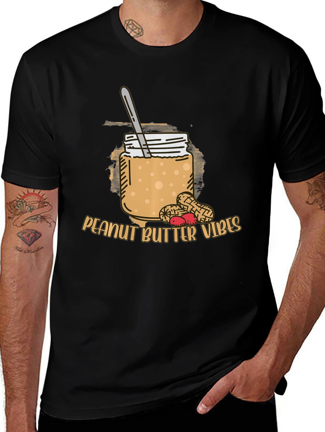 Black Peanut Butter Vibes Graphic Tee - Casual Style main image