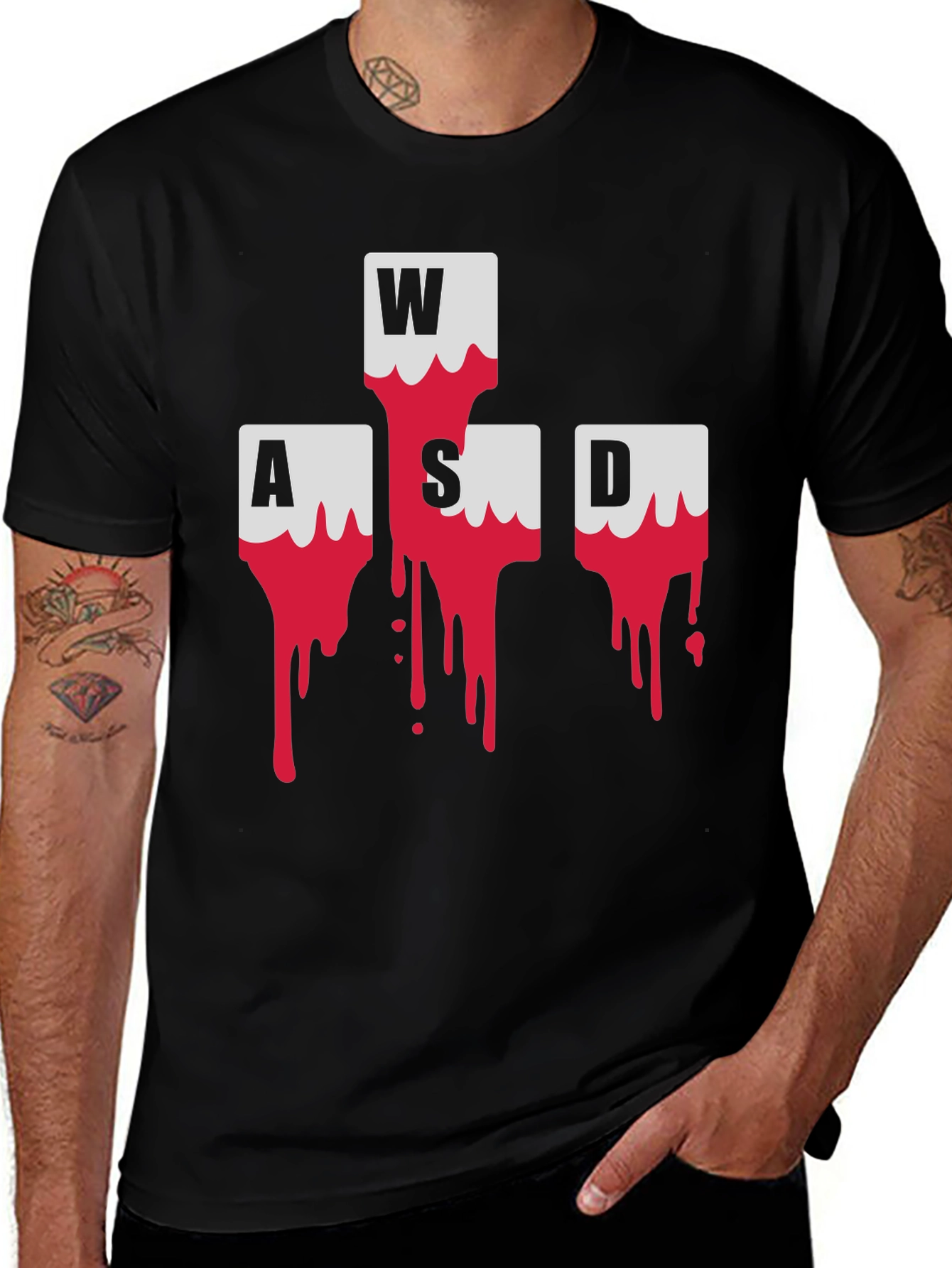 Variant 2 of WASD Gamer T-Shirt - Bloody Keyboard Keys