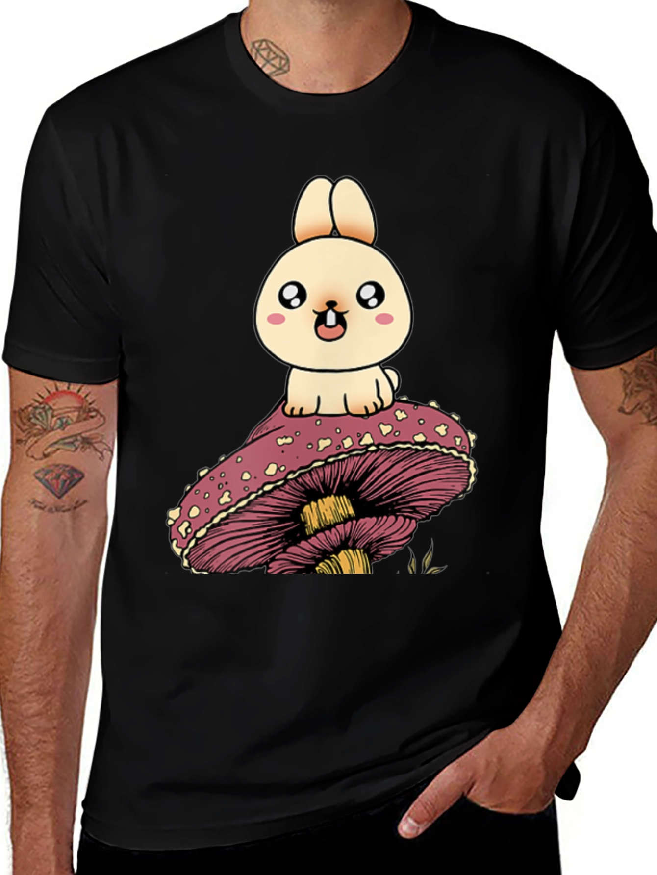 Variant 17 of Cute Bunny on Mushroom Graphic T-Shirt