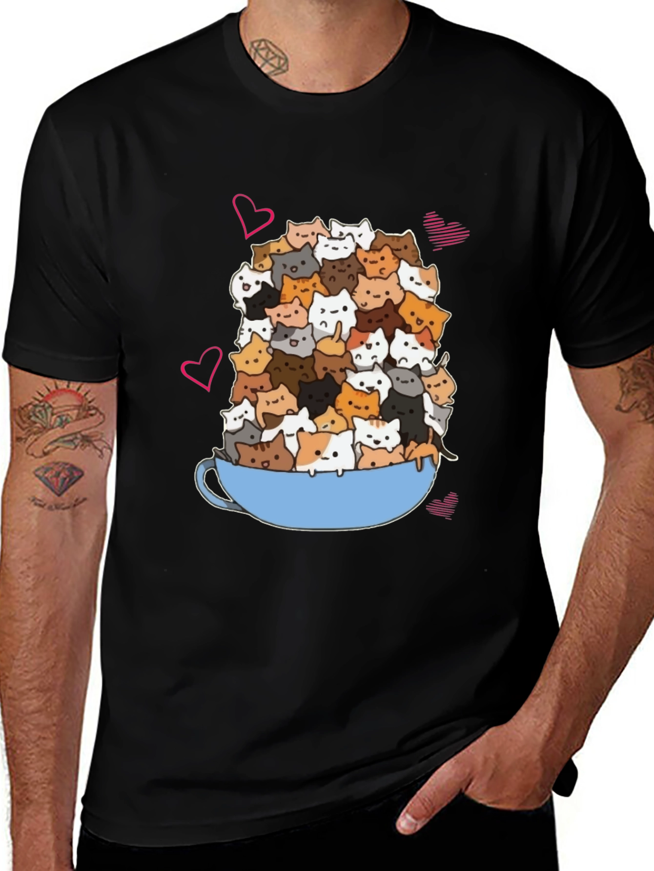 Variant 7 of Cat Lover T-Shirt: Overflowing Mug of Kittens!