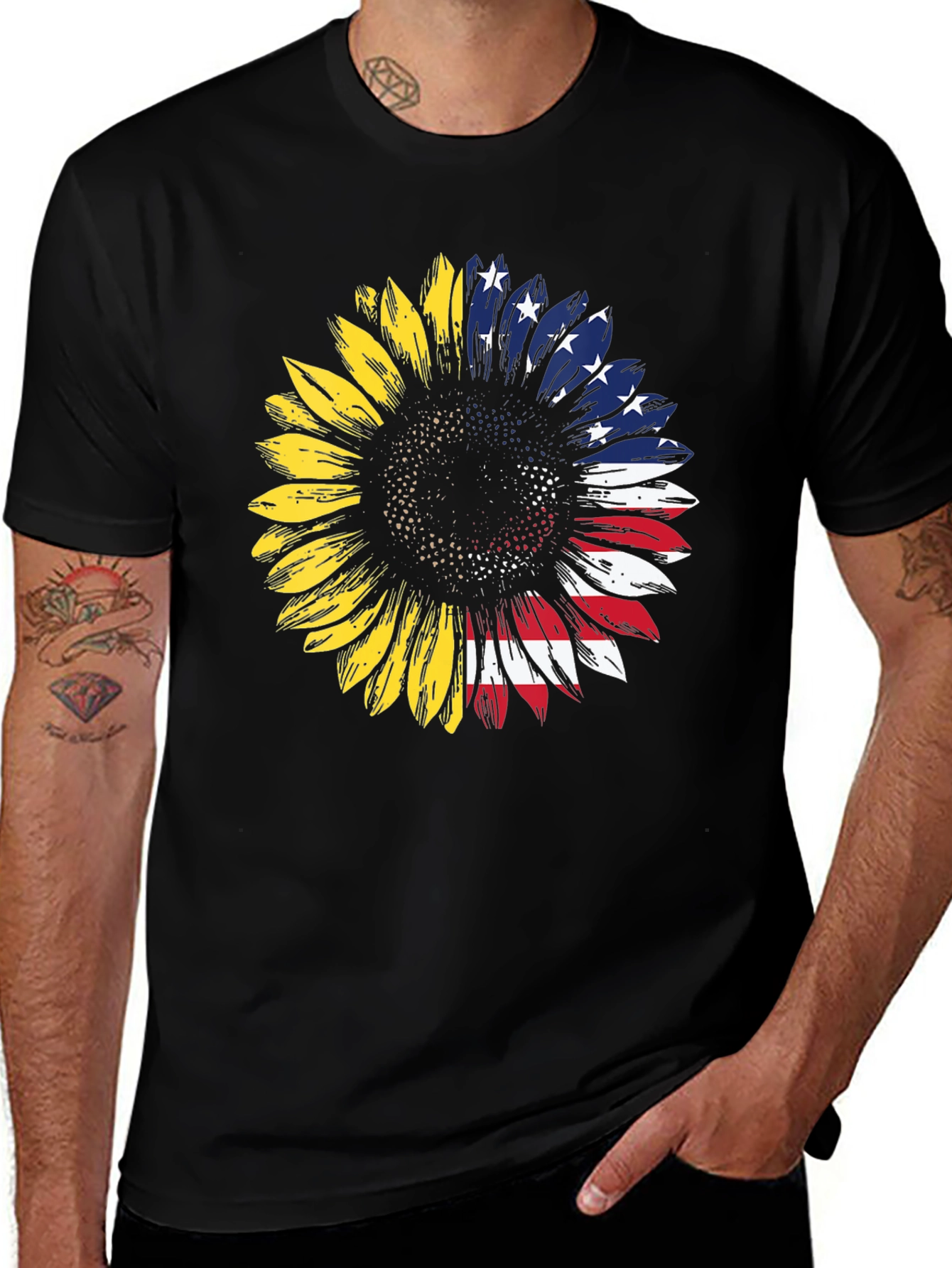 Variant 4 of Sunflower American Flag T-Shirt