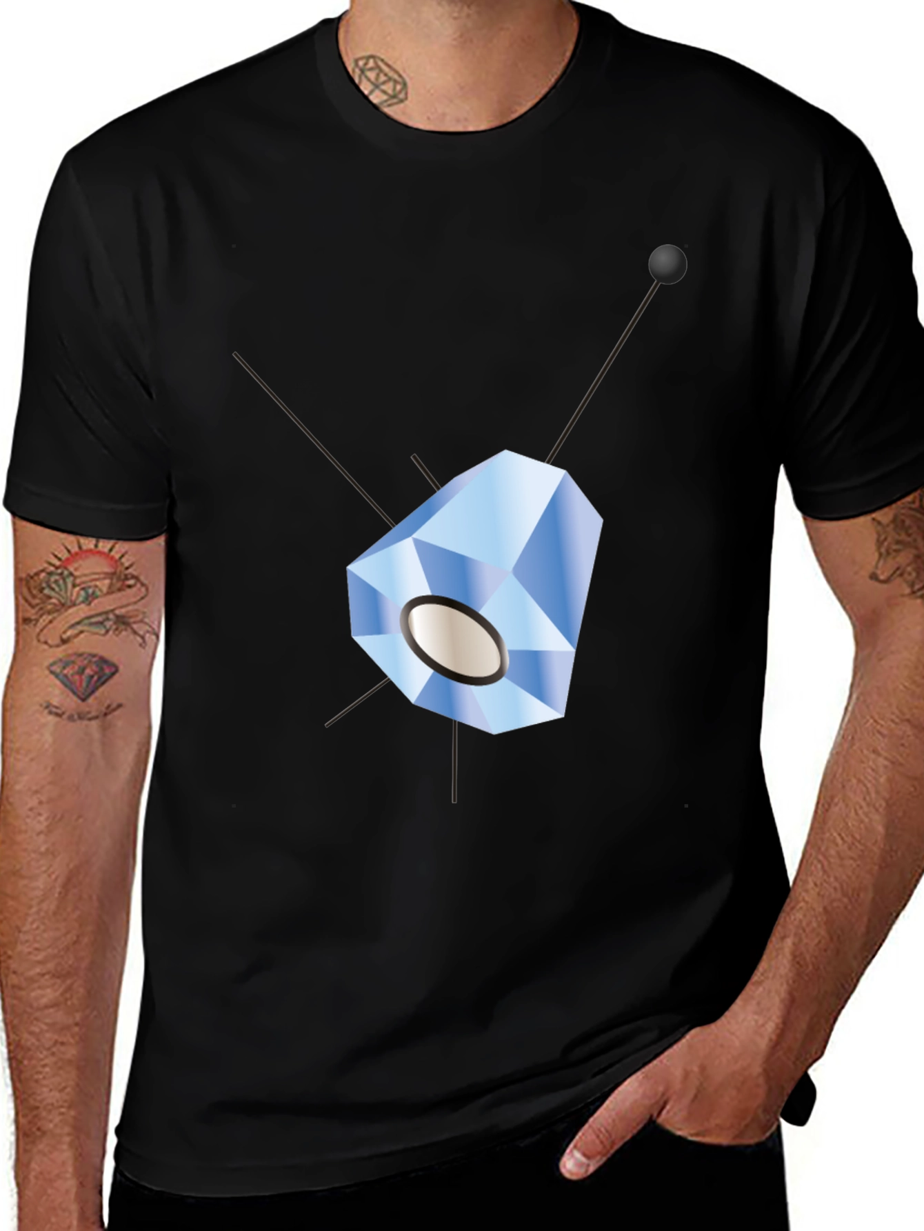 Variant 13 of Geometric Crystal Design Black T-Shirt