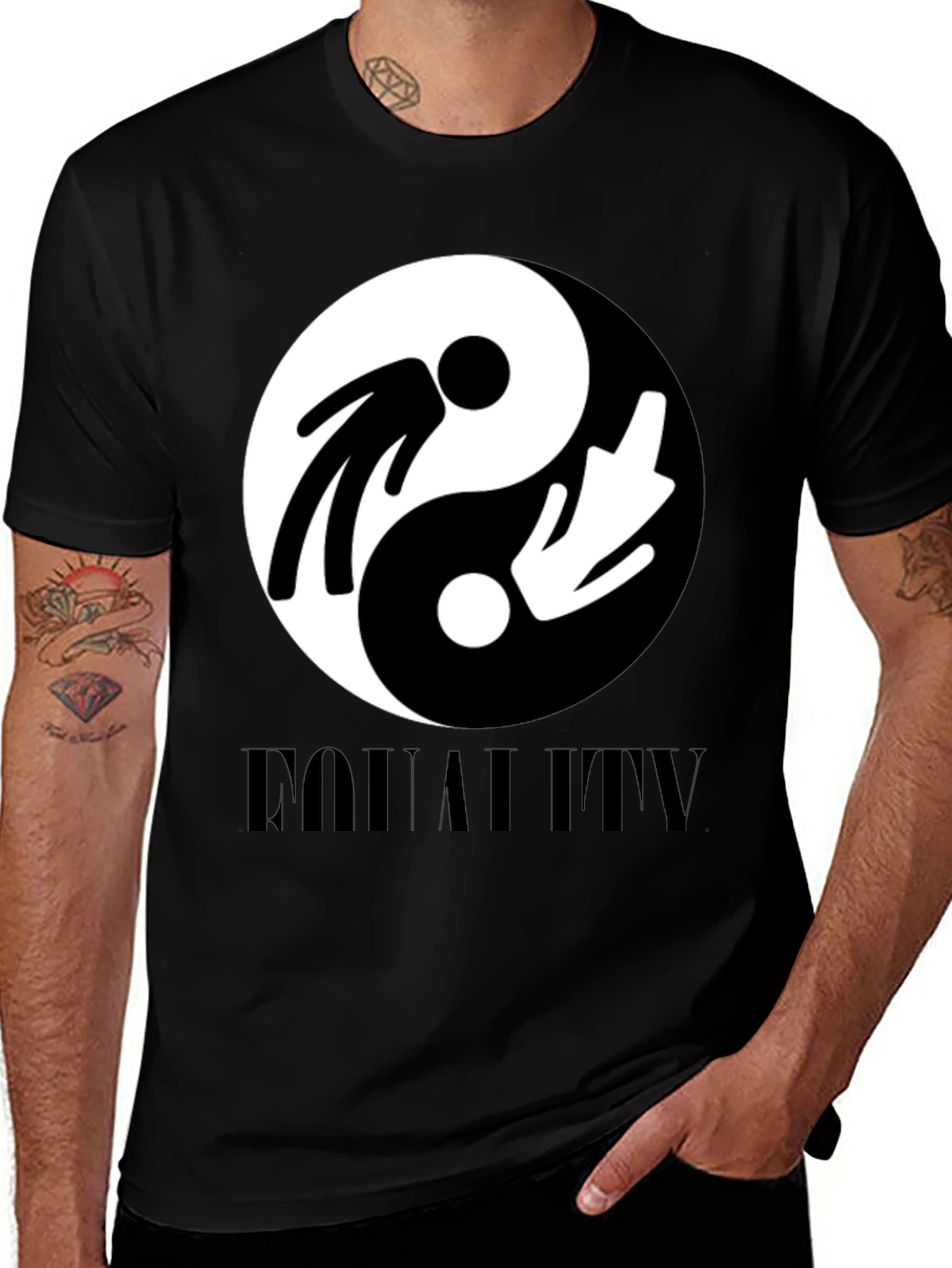 Variant 17 of Equality Yin Yang T-Shirt - Black Unisex Tee