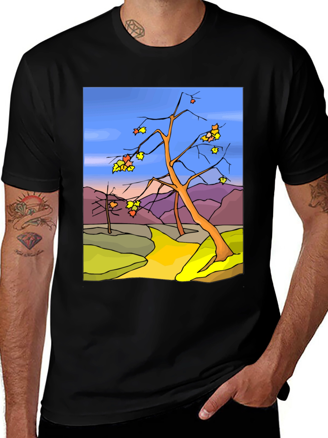 Variant 23 of Autumn Tree Graphic Tee - Unique Landscape Design
