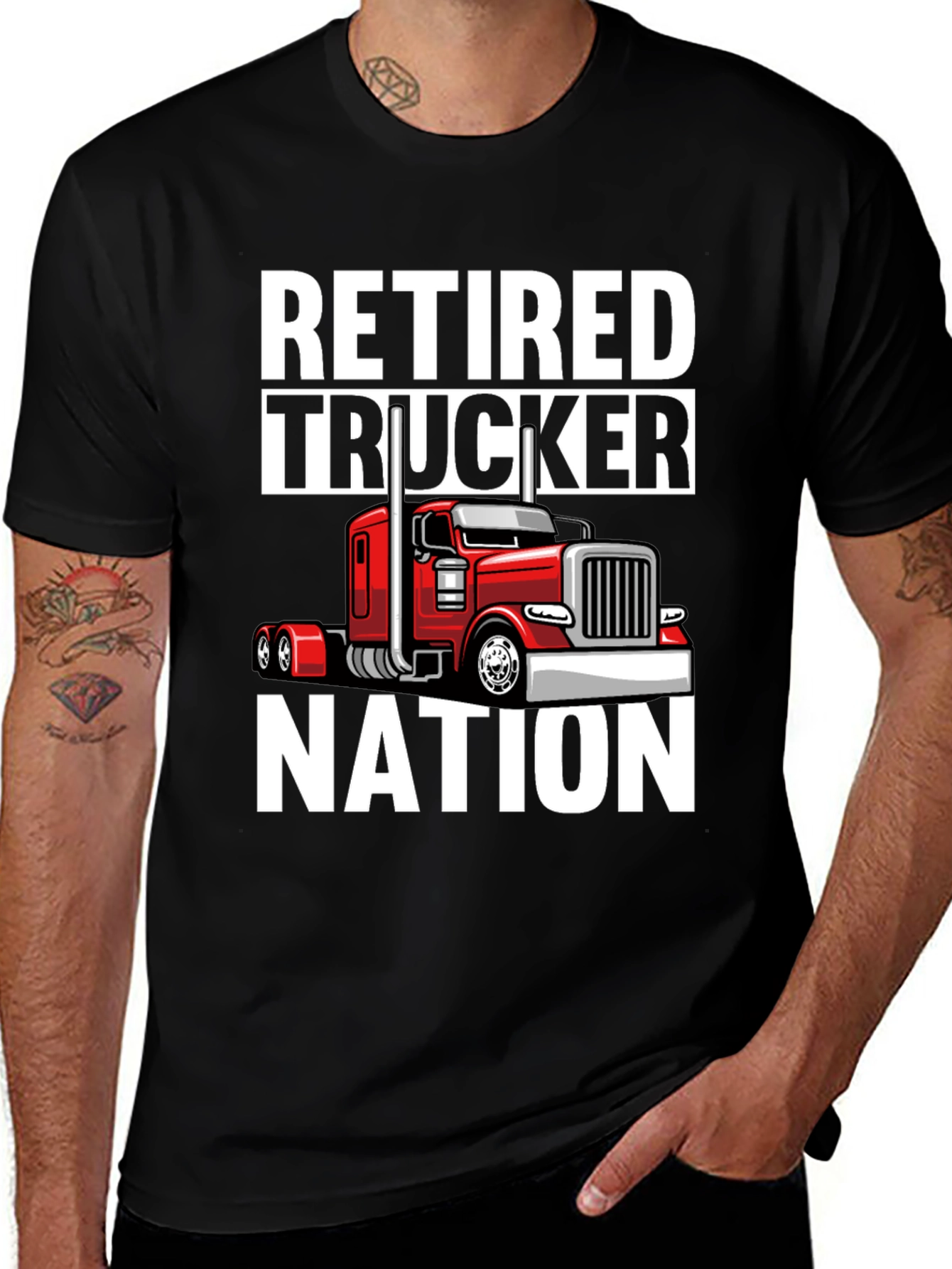 Variant 14 of Retired Trucker Nation Black Graphic Tee