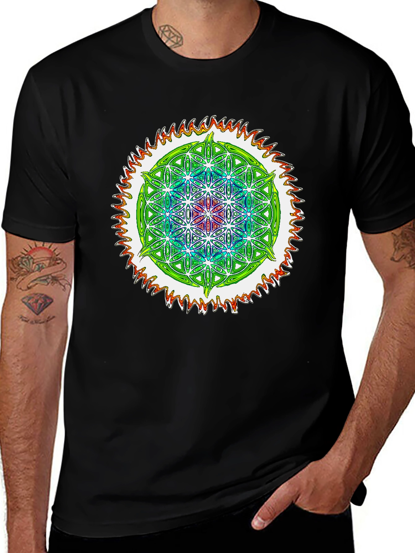 Variant 15 of Psychedelic Flower of Life Graphic Tee