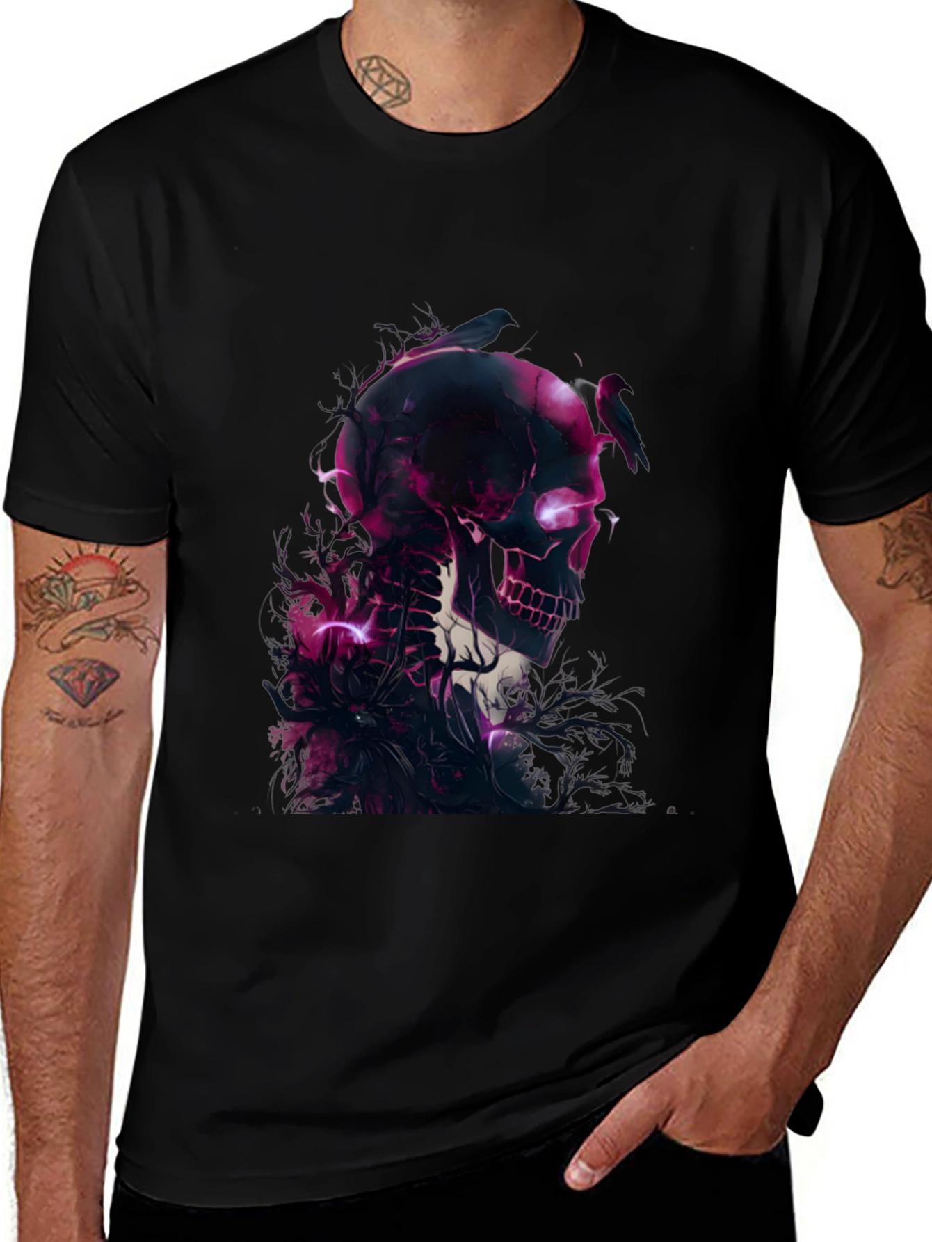 Variant 26 of Skull & Raven Graphic Black T-Shirt