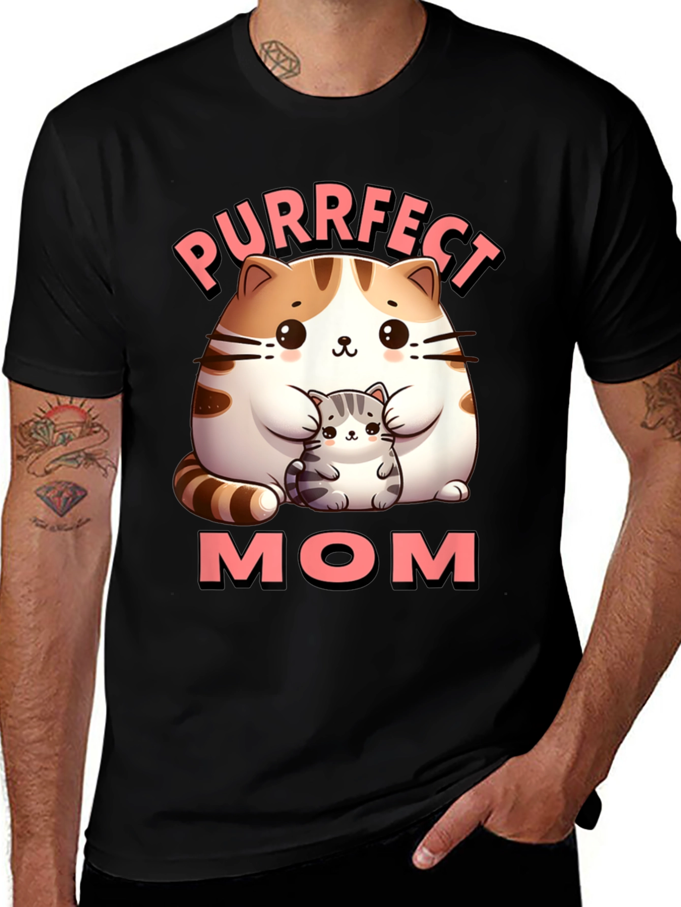 Variant 9 of Purrfect Mom Graphic Tee - Cute Cat Lover Shirt