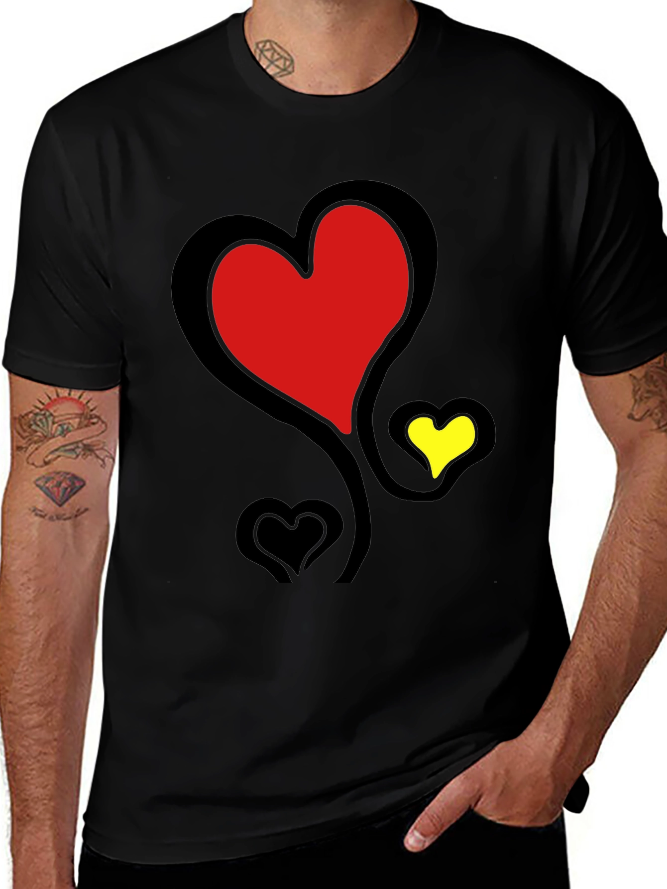 Variant 10 of Heart Graphic Tee - Unique Design Black T-Shirt