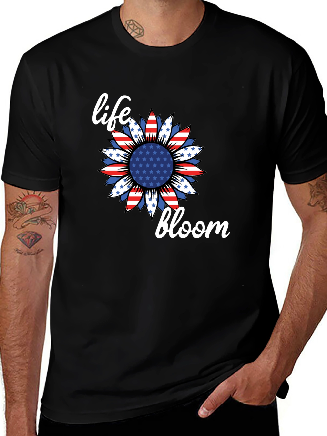 Variant 2 of Life Bloom Patriotic Sunflower Graphic Tee