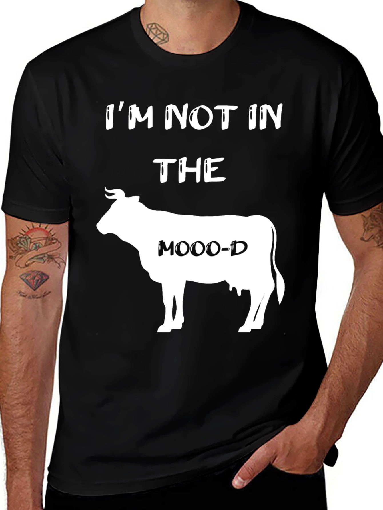 Variant 26 of I'm Not In The Moood Funny Cow Graphic T-Shirt