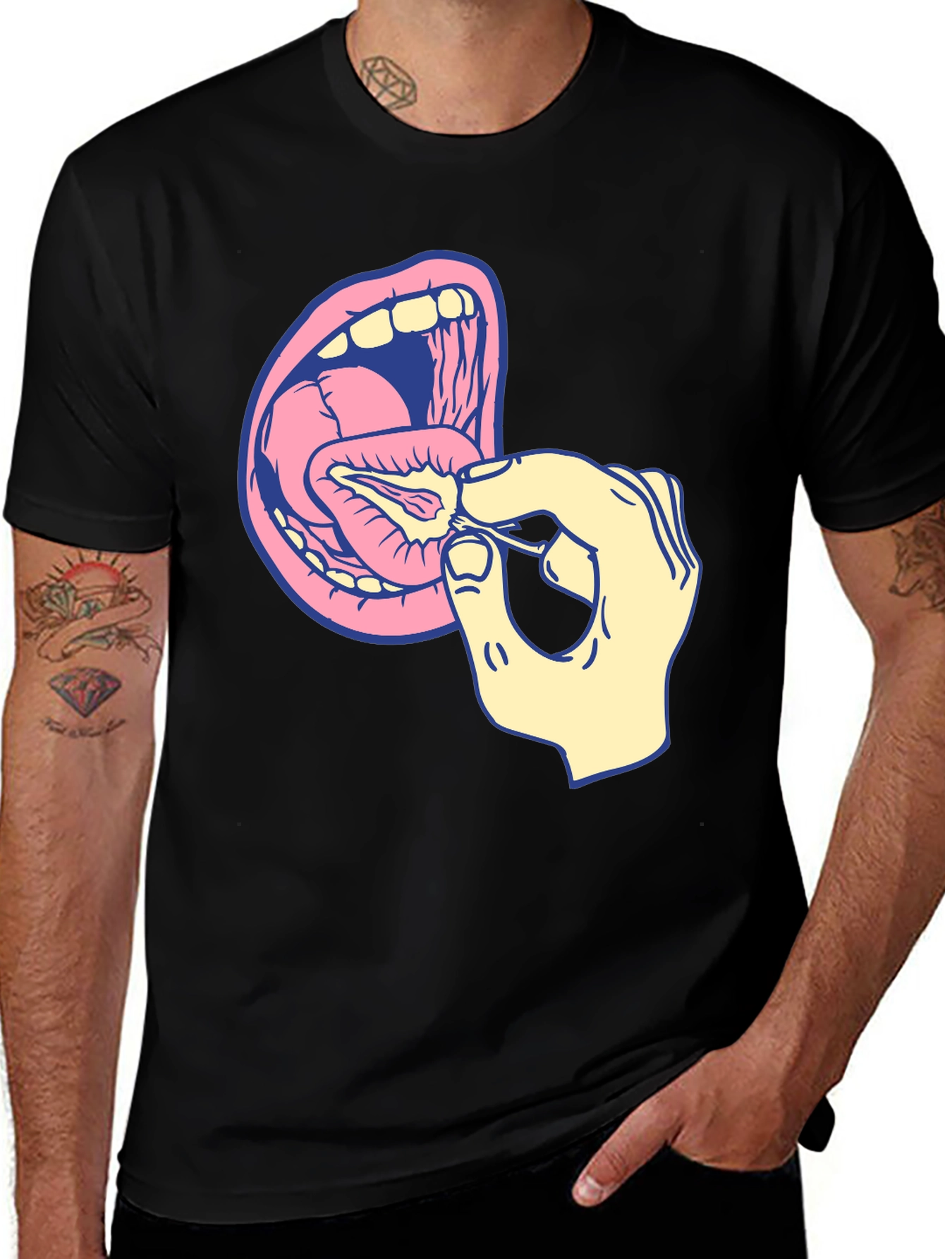 Variant 13 of Graphic T-Shirt: Mouth and Hand