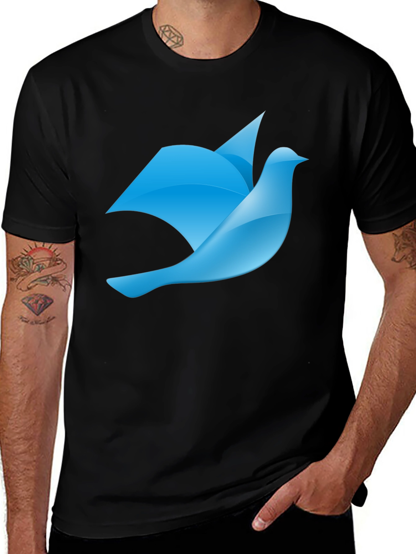 Variant 20 of Blue Bird Graphic Black T-Shirt