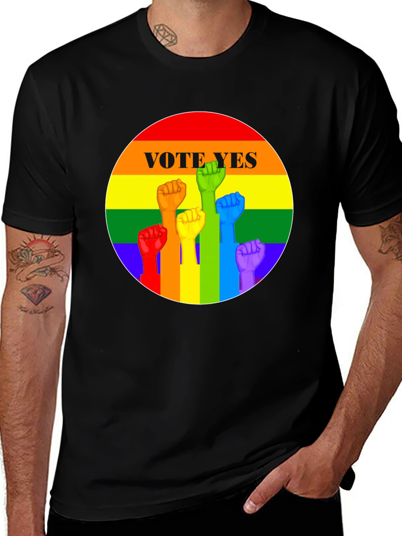 Vote Yes Pride Fist T-Shirt - LGBTQ+ Equality