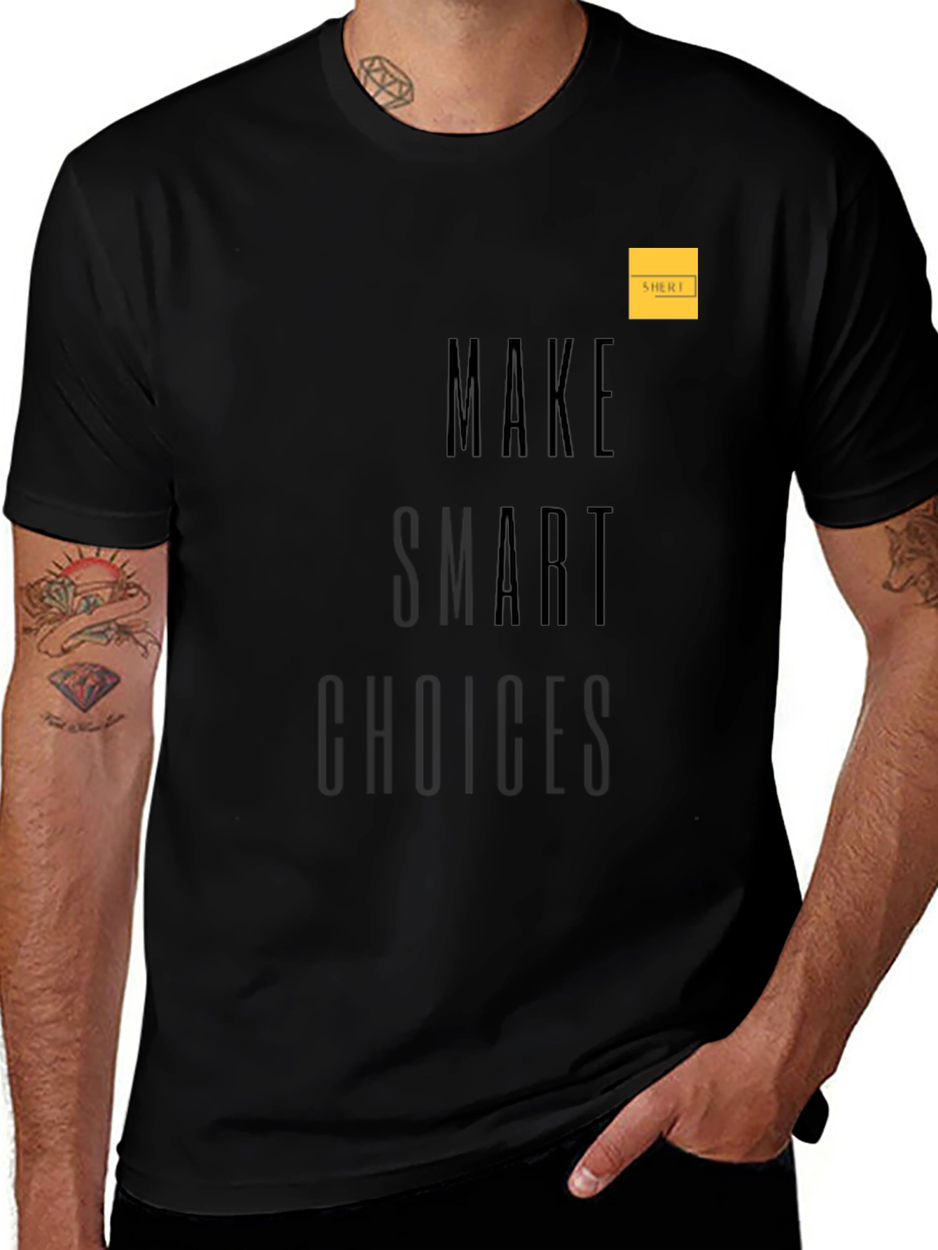 Variant 27 of Make Smart Choices Black Graphic Tee