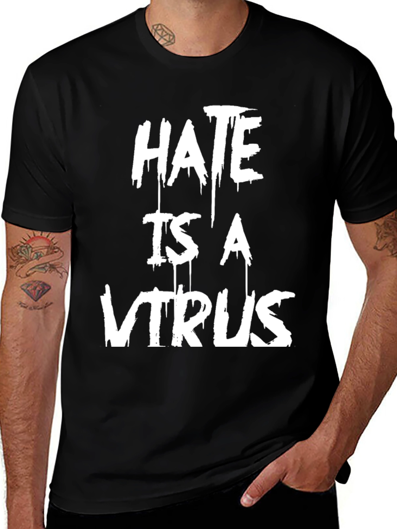 Variant 17 of Hate is a Virus Graphic T-Shirt - Black