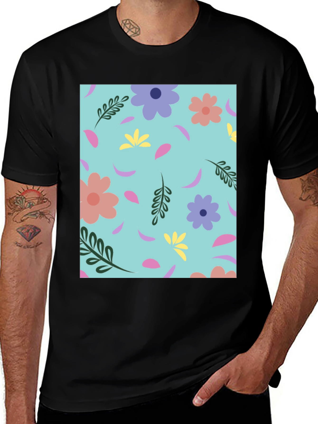 Variant 25 of Floral Pattern Crew Neck T-Shirt