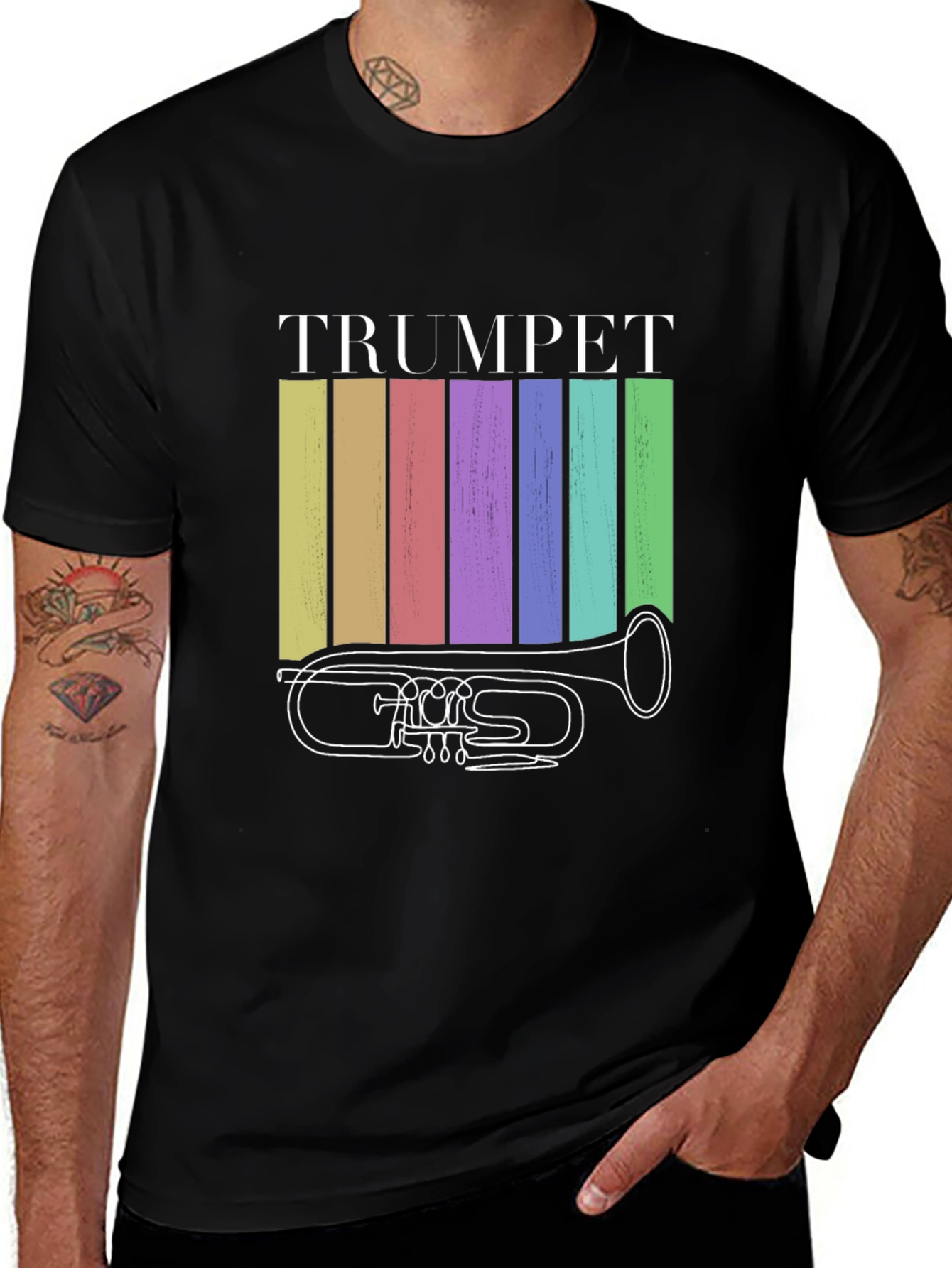 Variant 11 of Trumpet Colorful Stripes Graphic Tee
