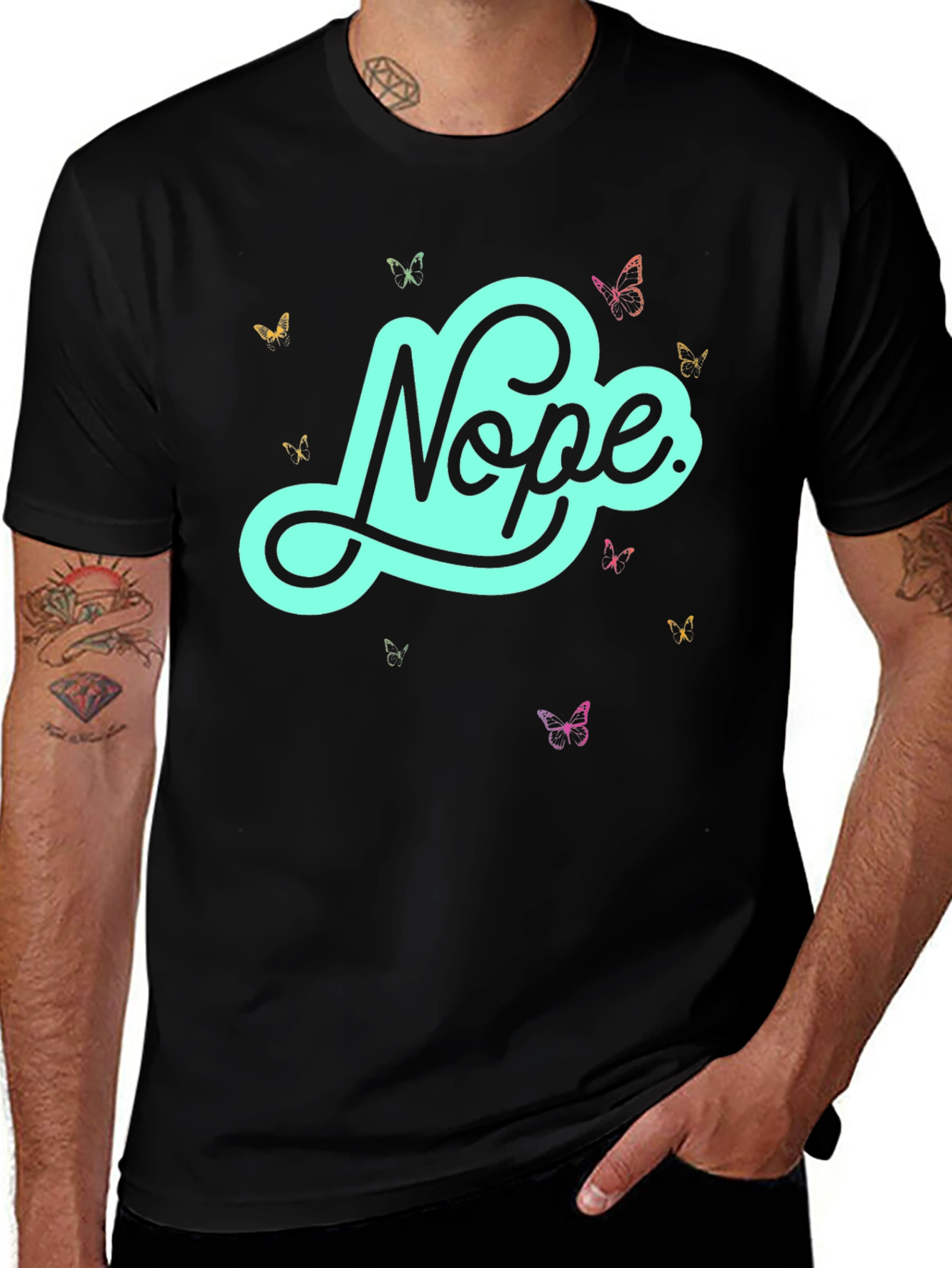 Variant 18 of Nope Butterfly Graphic Tee - Casual Style