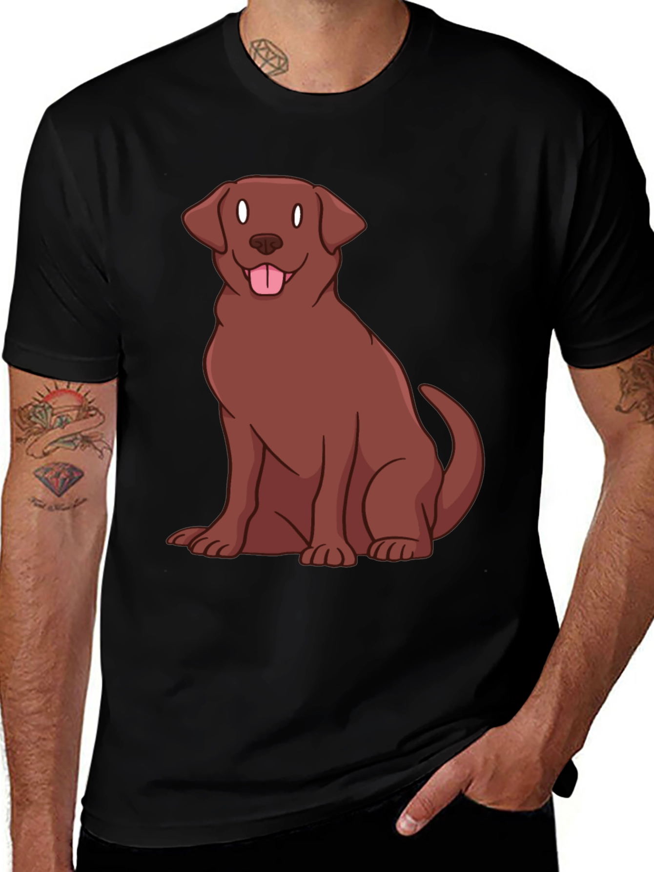 Variant 10 of Chocolate Lab Dog Graphic T-Shirt - Black