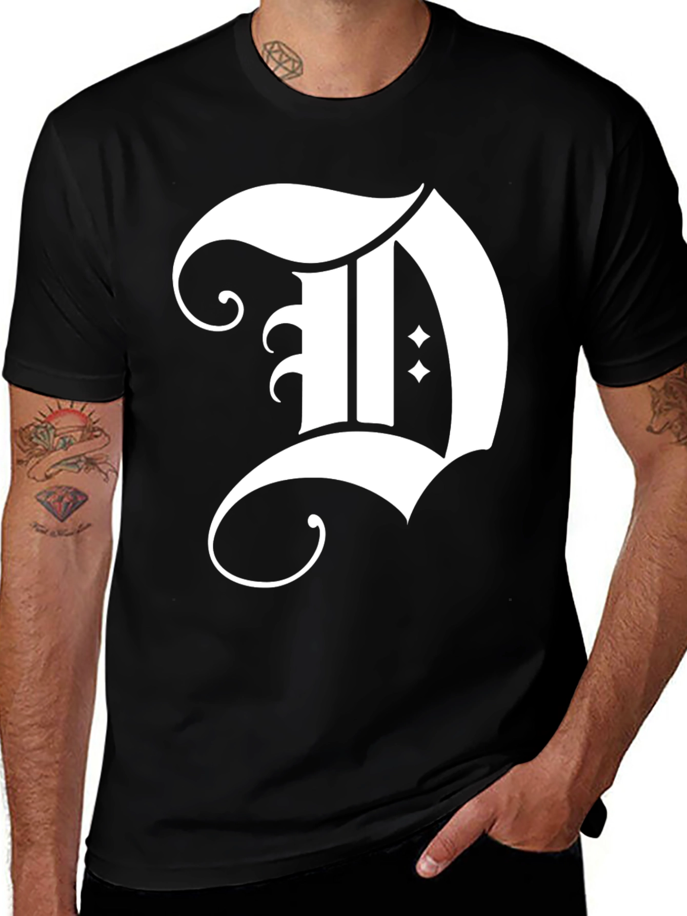 Variant 25 of Old English D Graphic Black T-Shirt