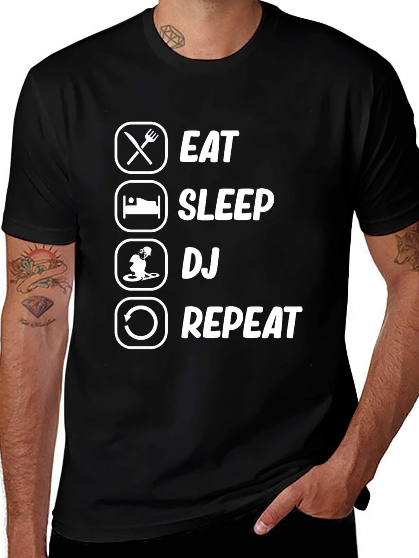 Variant 25 of Eat Sleep DJ Repeat Black T-Shirt
