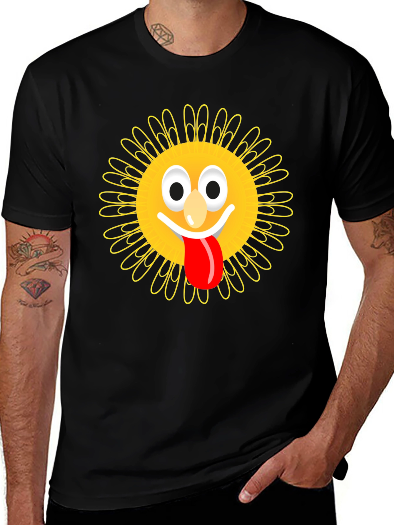 Variant 12 of Funny Sun Face Black T-Shirt
