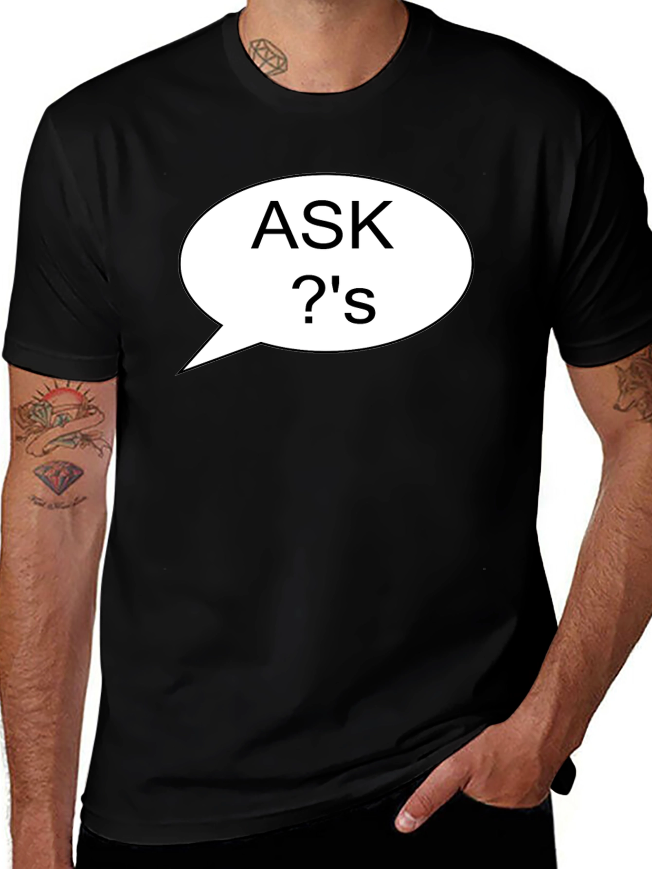 Variant 16 of Ask Questions T-Shirt Black Casual Style