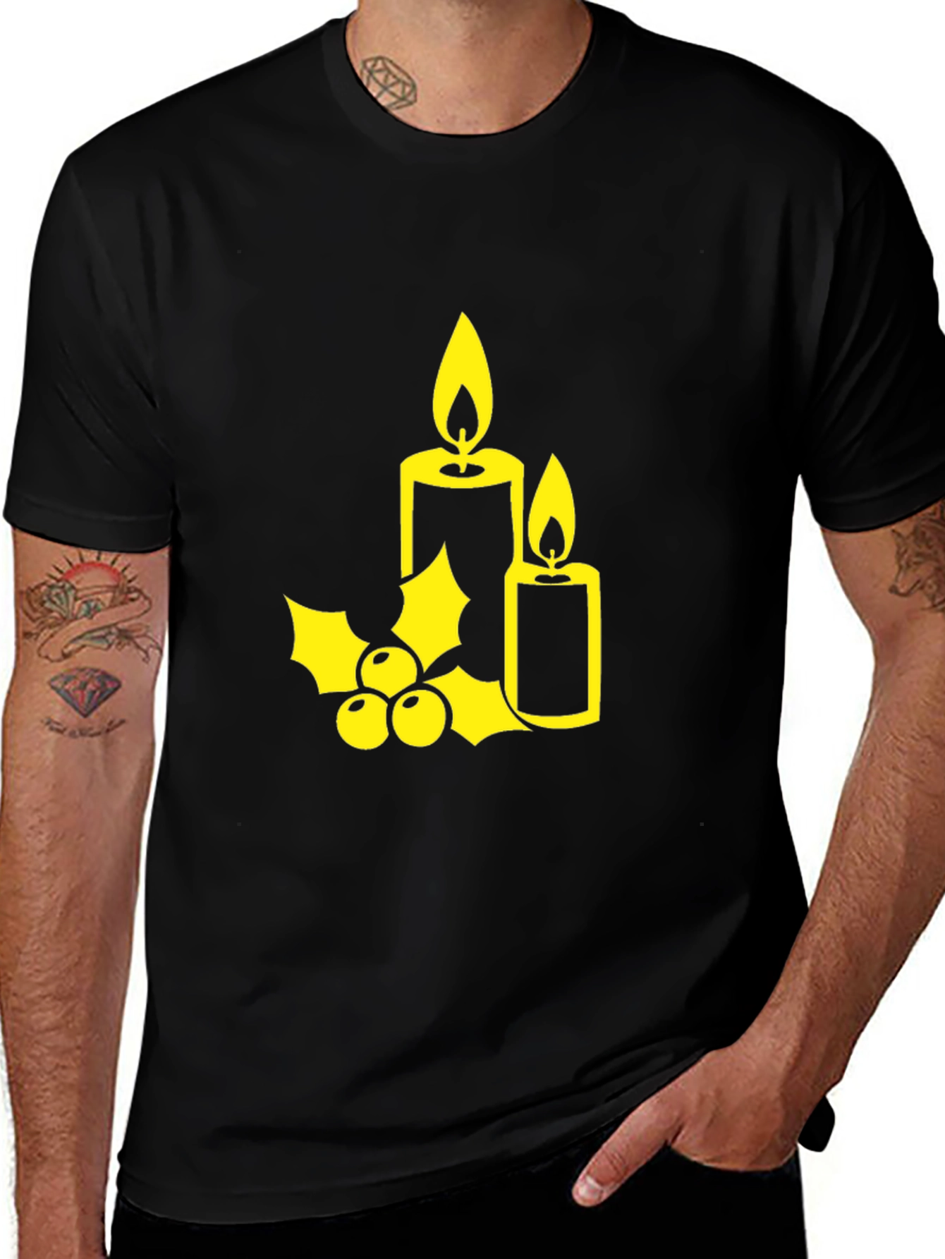 Variant 15 of Festive Holiday Candle Graphic Tee