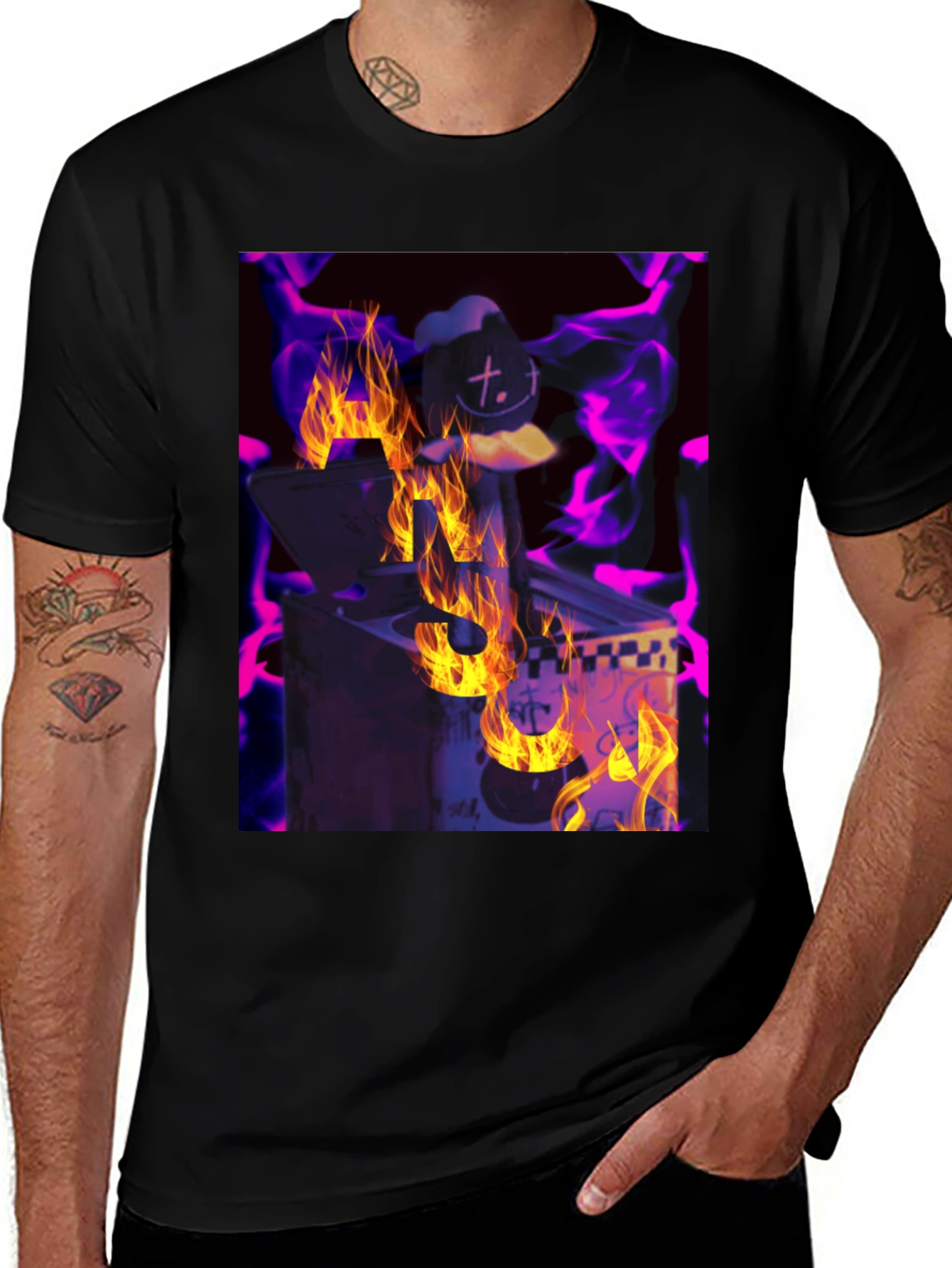 Variant 9 of Fiery DJ Graphic Tee - Burning Beats T-Shirt