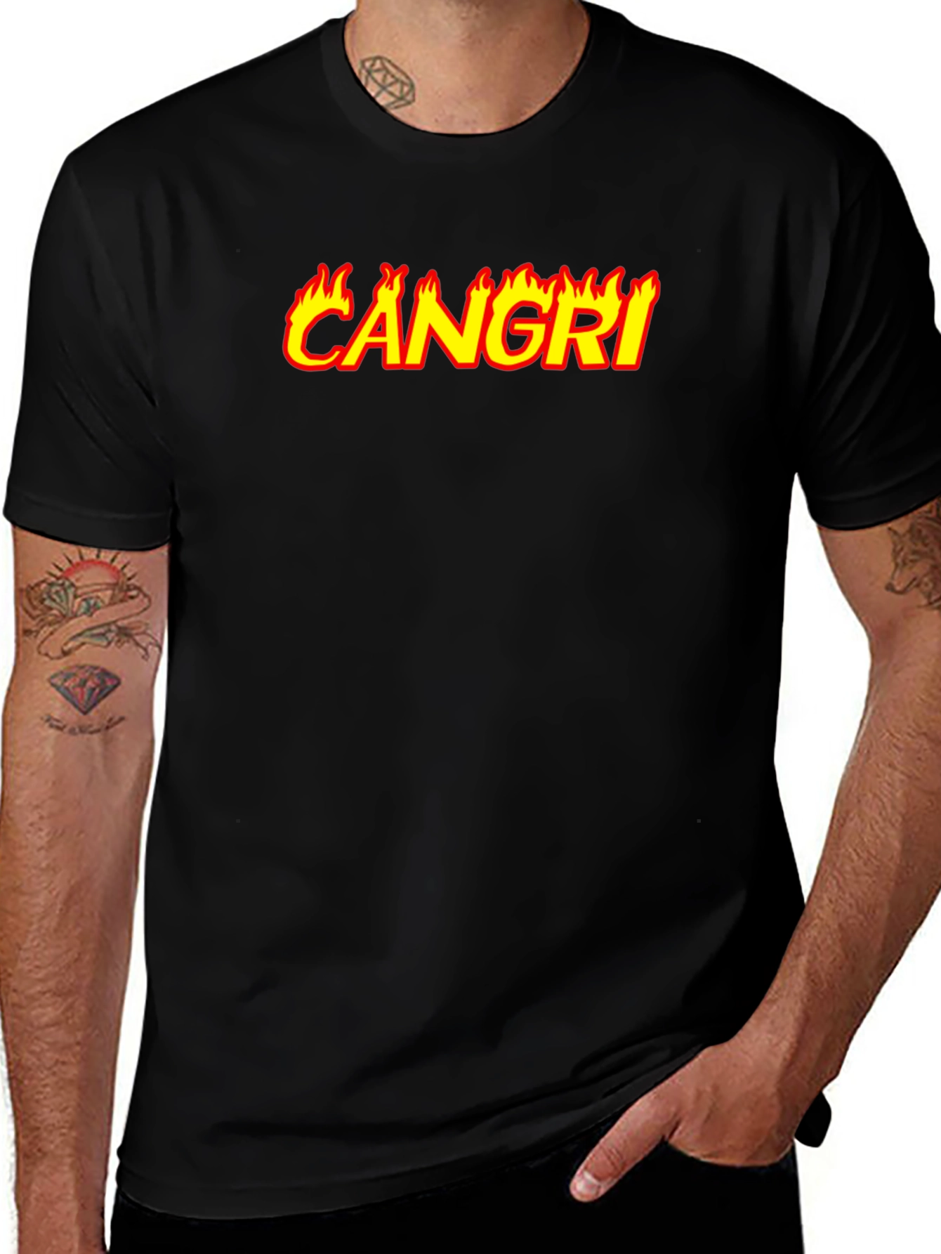 Variant 18 of CAN GRI Flame Graphic Black T-Shirt