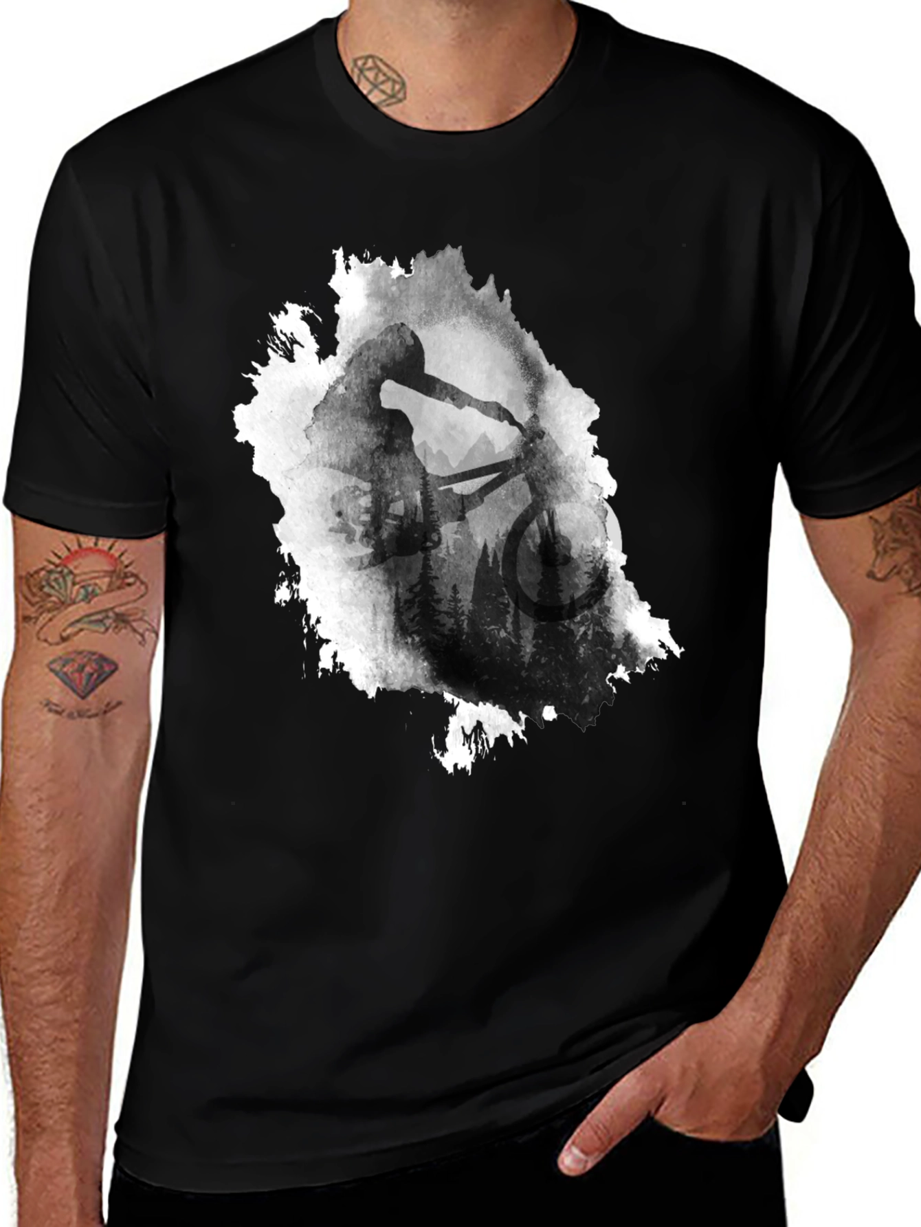 Variant 24 of Mountain Bike Graphic Tee - Black Casual Shirt