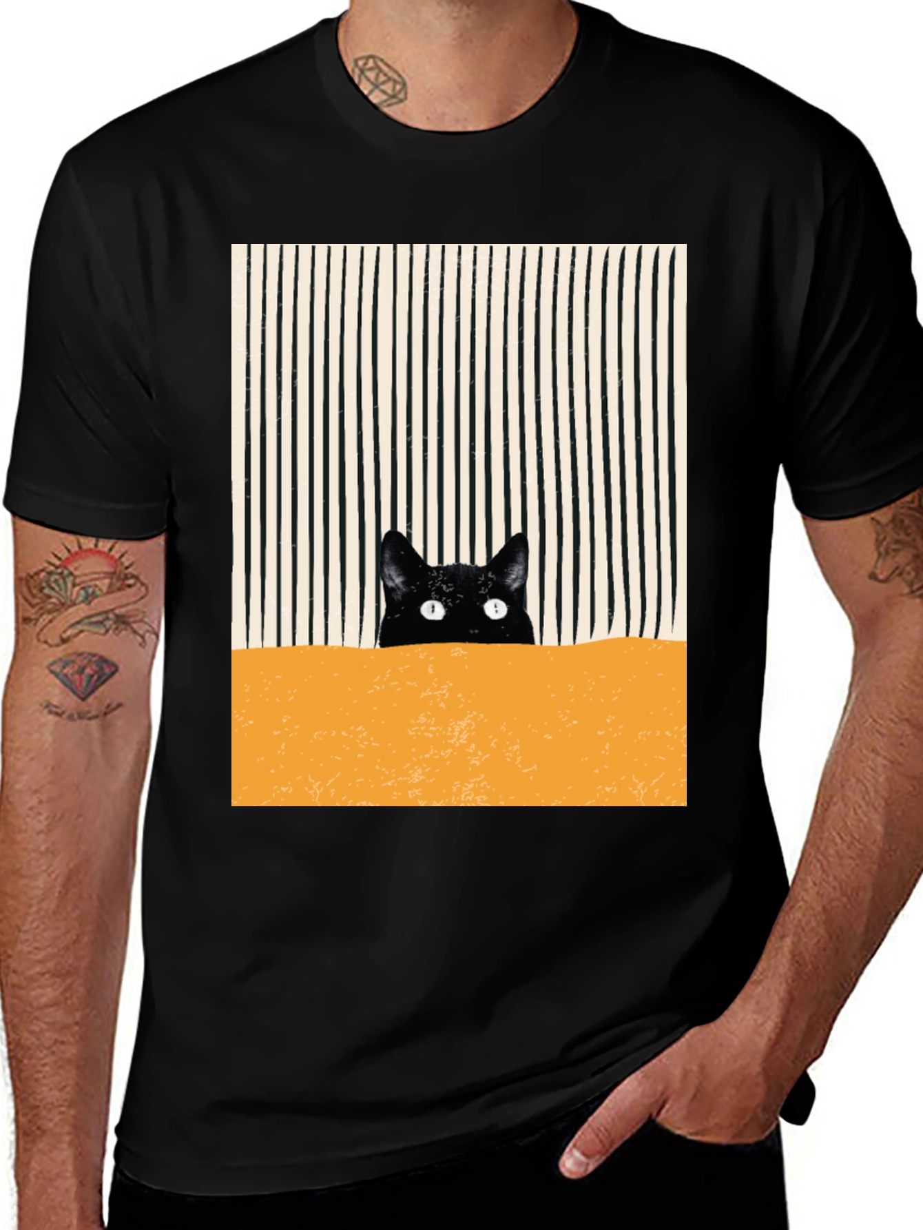 Variant 4 of Black Cat Peek-a-Boo Graphic Tee