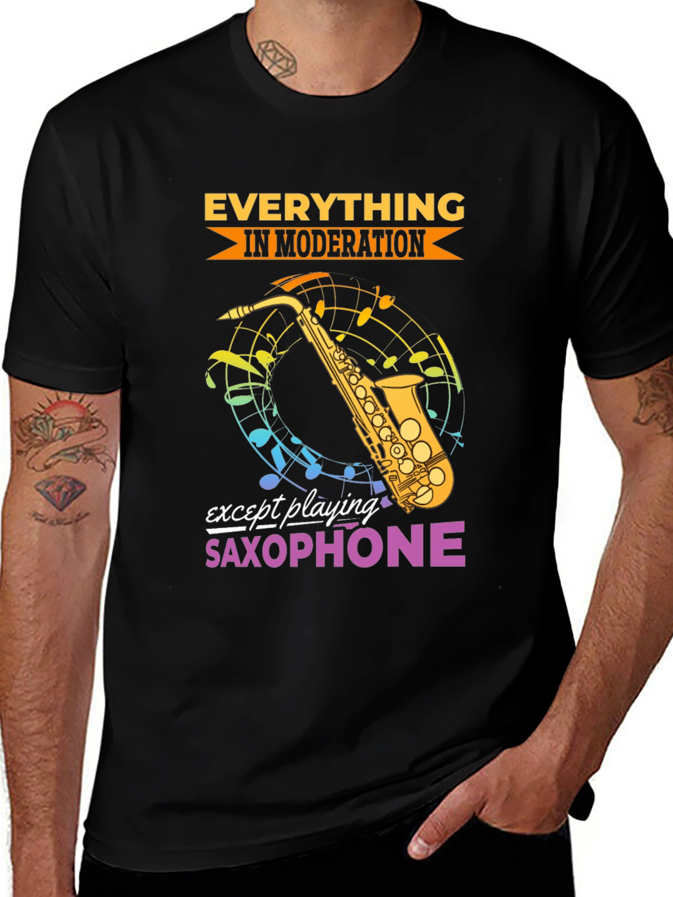 Variant 14 of Saxophone T-Shirt - Everything in Moderation Graphic Tee