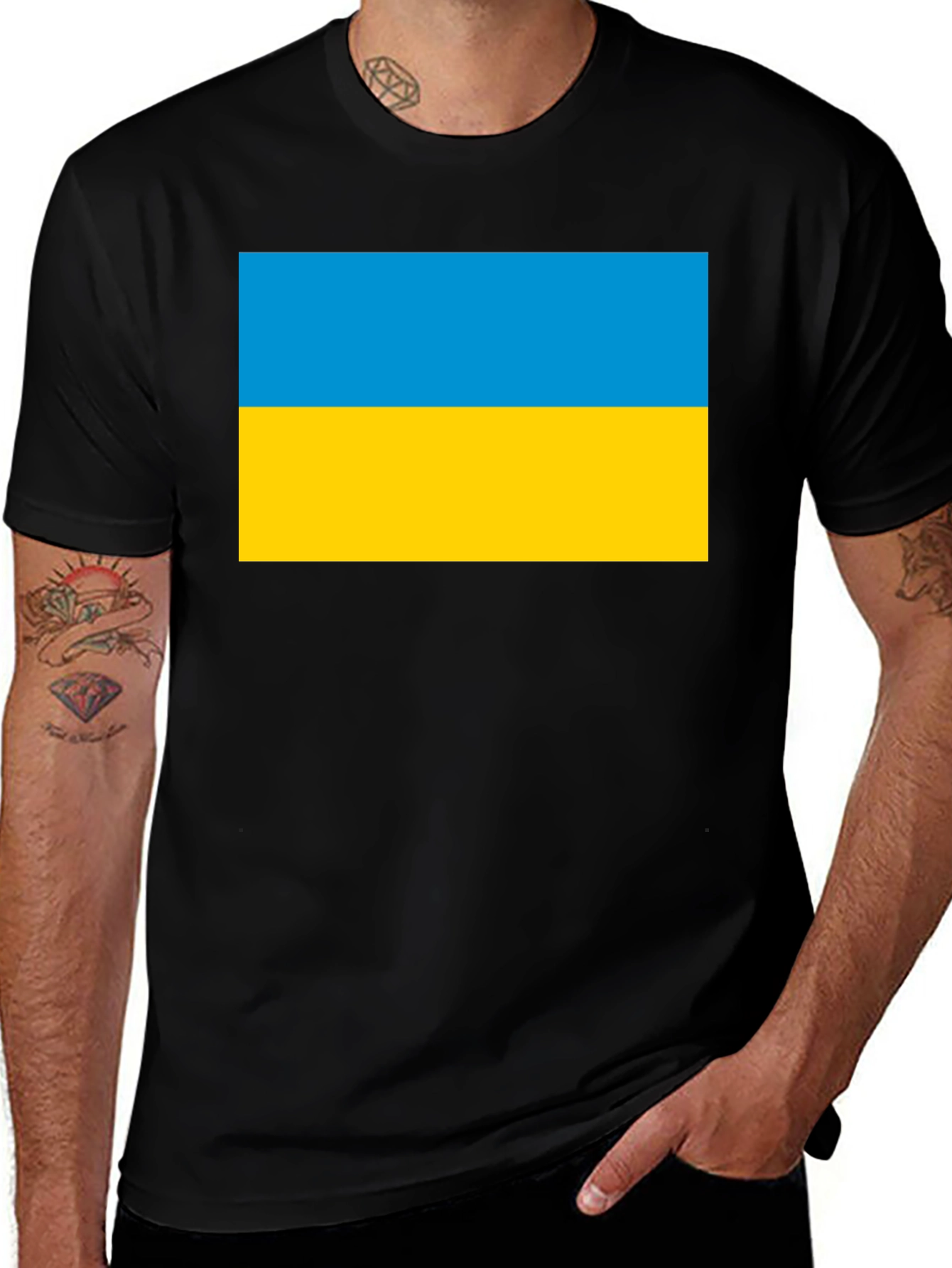 Variant 10 of Ukraine Flag Graphic T-Shirt - Black Cotton Tee