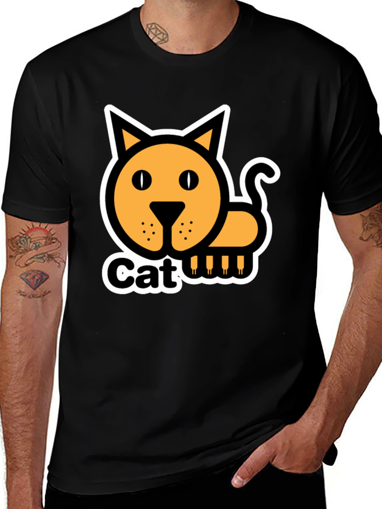 Variant 9 of Cat Graphic T-Shirt - Black Cotton Tee