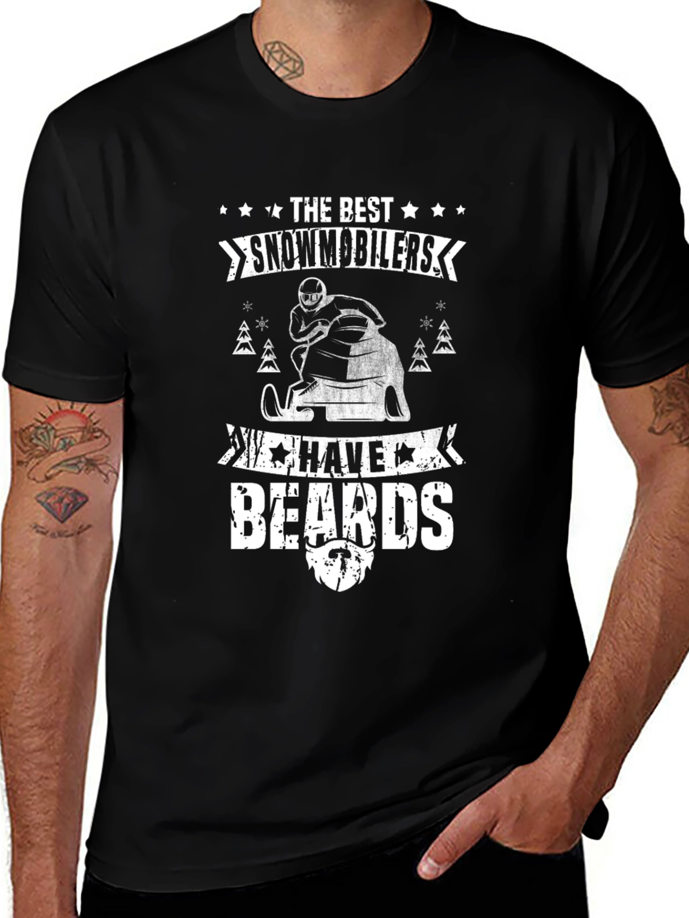 Variant 11 of Snowmobiler Beard T-Shirt: Best Snowmobilers Have Beards!