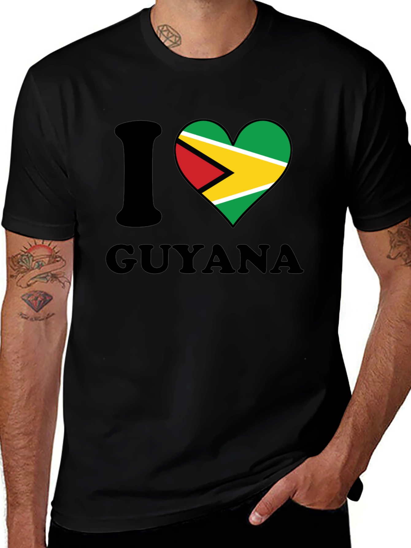 I Heart Guyana T-Shirt - Guyana Flag Design