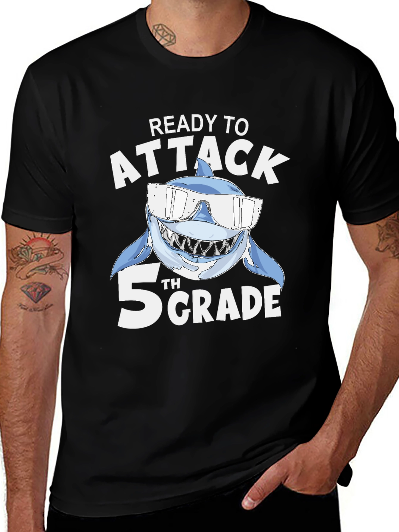 Variant 3 of Ready to Attack 5th Grade Shark T-Shirt