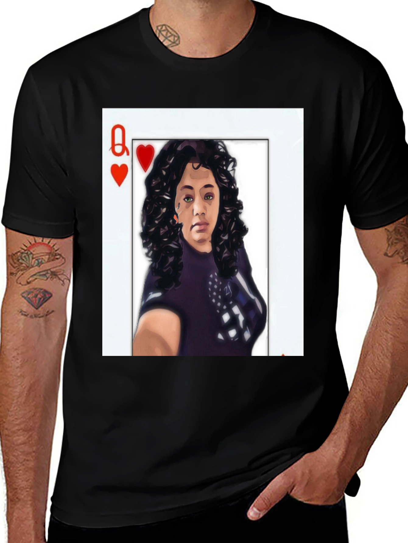 Variant 8 of Queen of Hearts Graphic Tee - Black