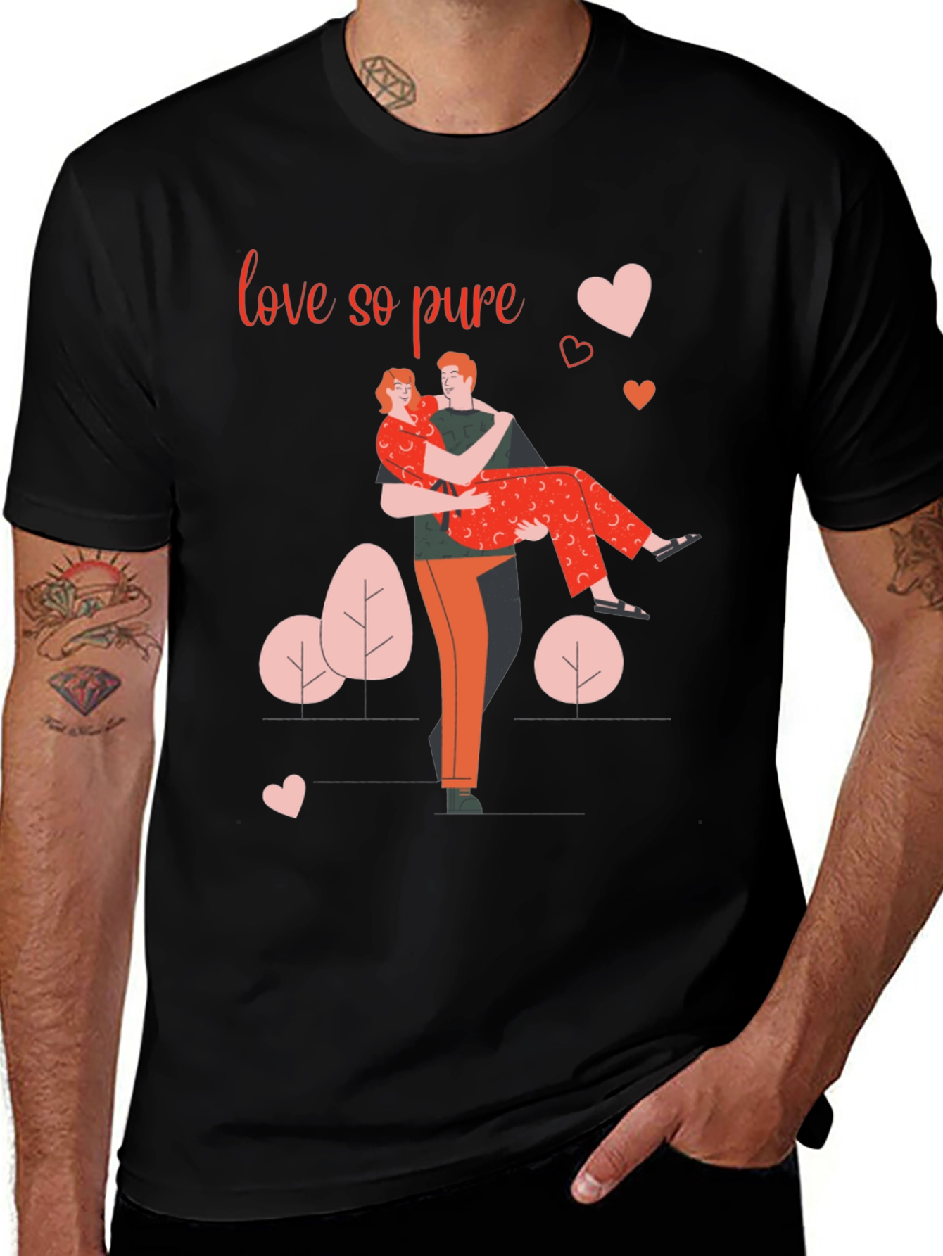 Variant 19 of Love So Pure Graphic Tee - Romantic Couple Design