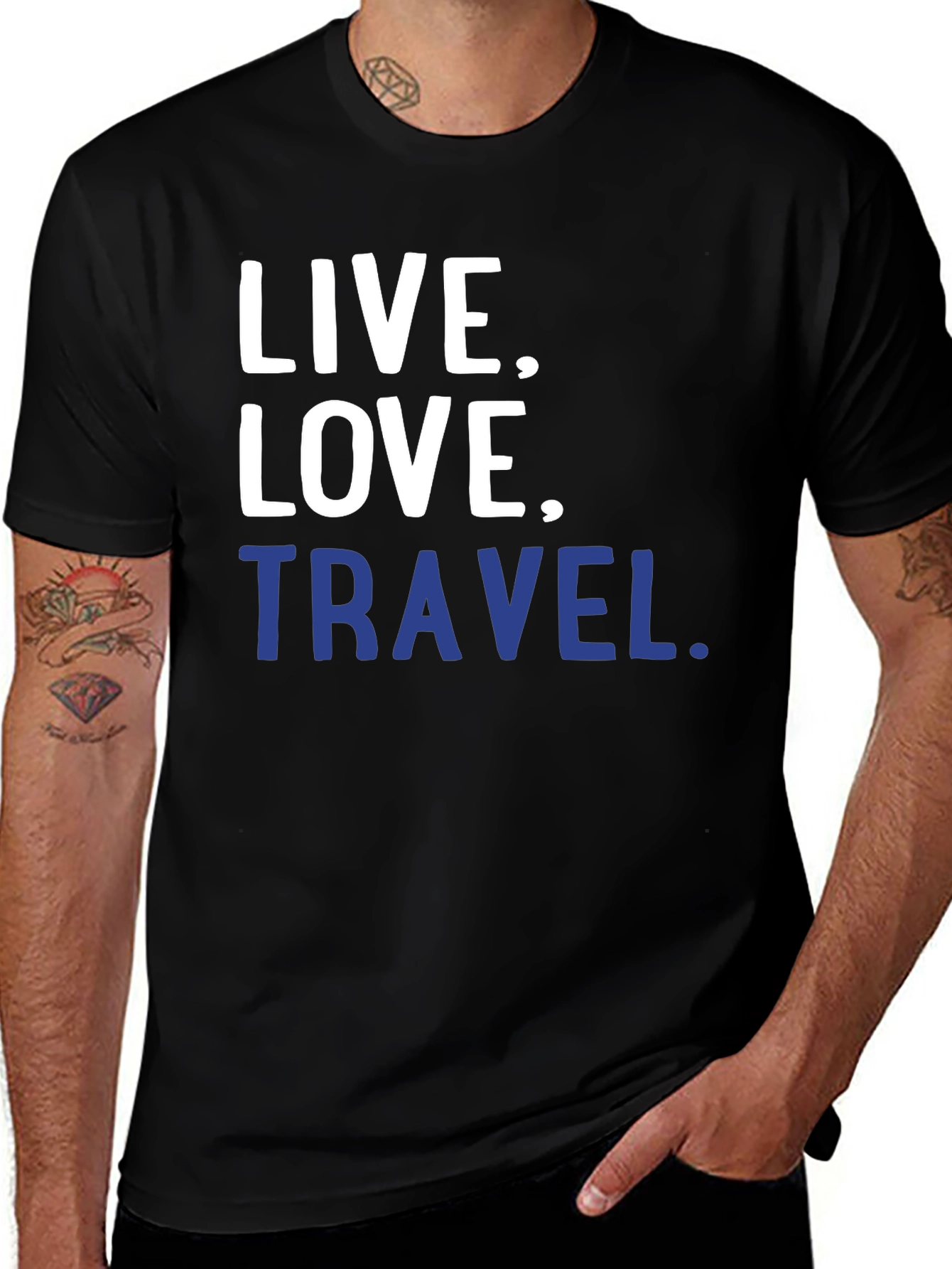 Black Live, Love, Travel T-Shirt - Black Graphic Tee main image