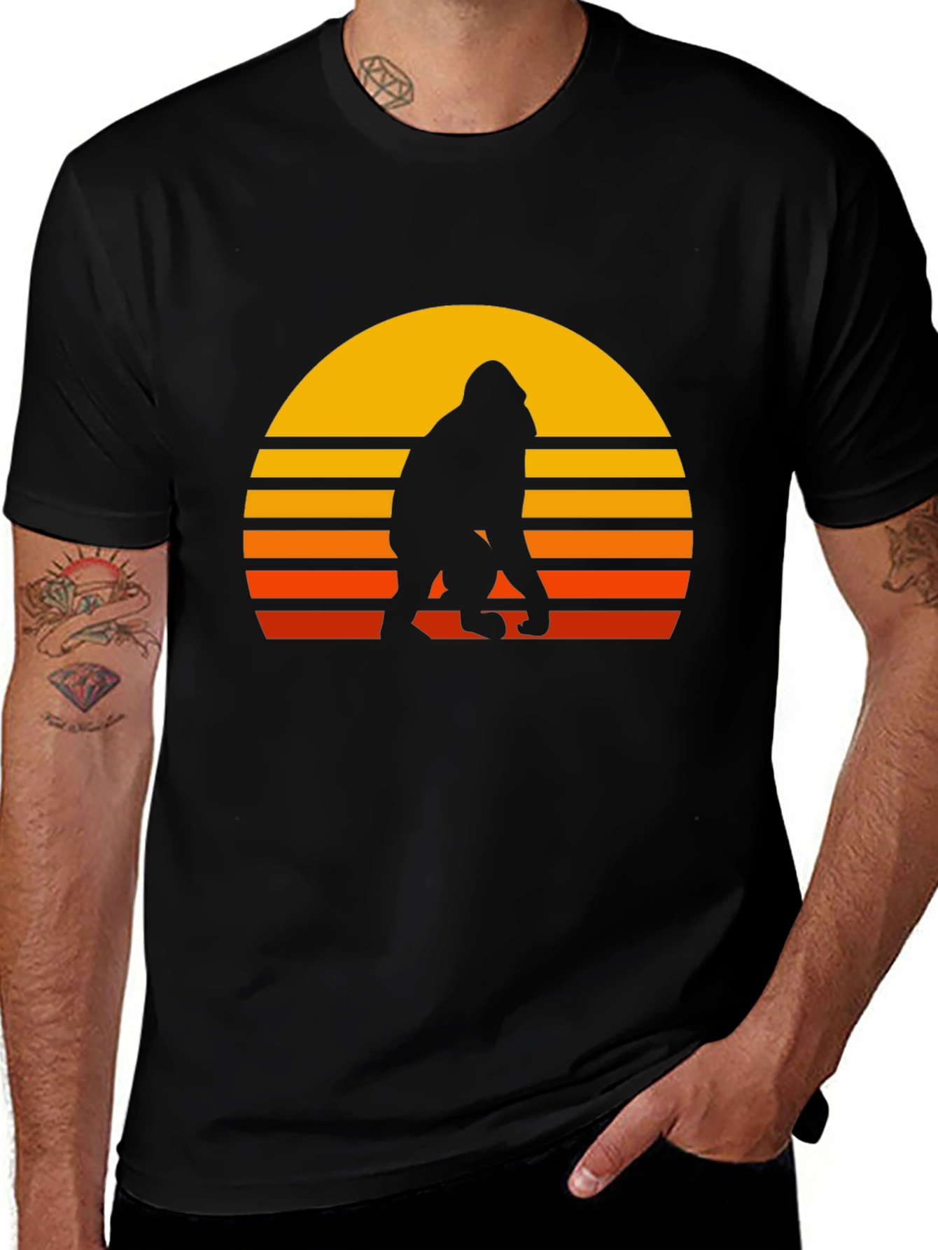 Variant 17 of Retro Sunset Gorilla Graphic T-Shirt - Cool Ape Design