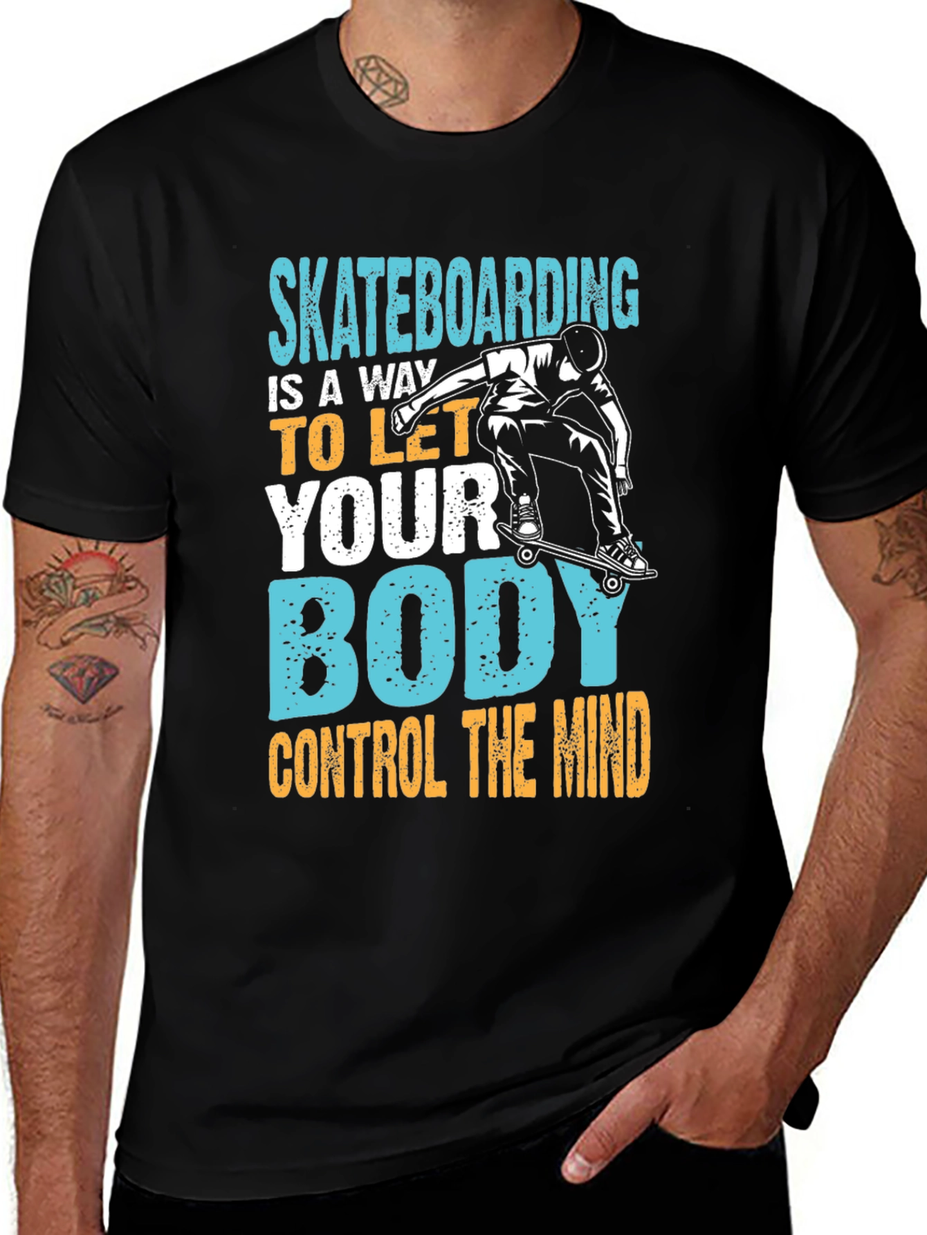Variant 8 of Skateboarding Tee: Body Control the Mind