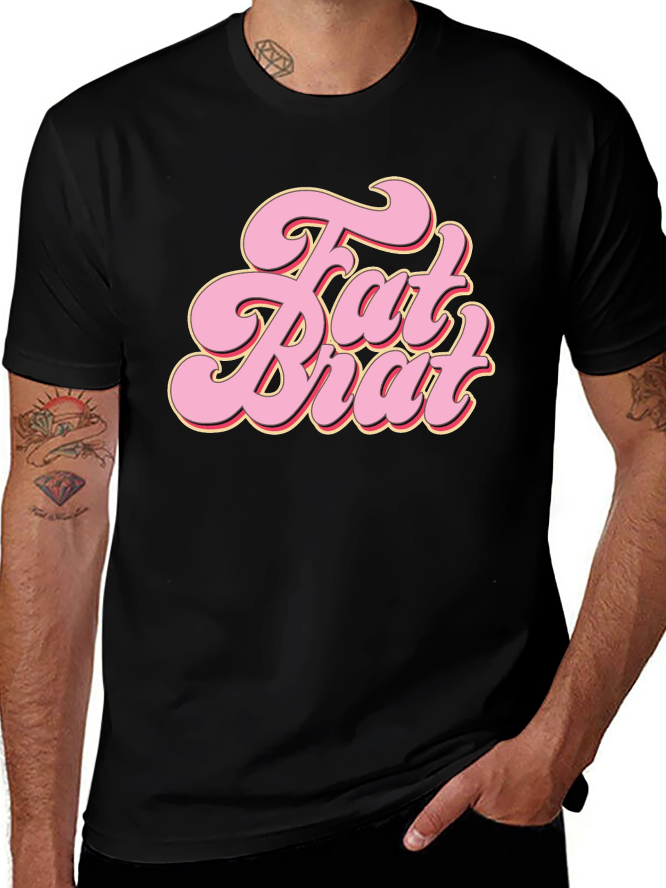 Variant 9 of Fat Brat Graphic Tee - Retro Style Black T-Shirt