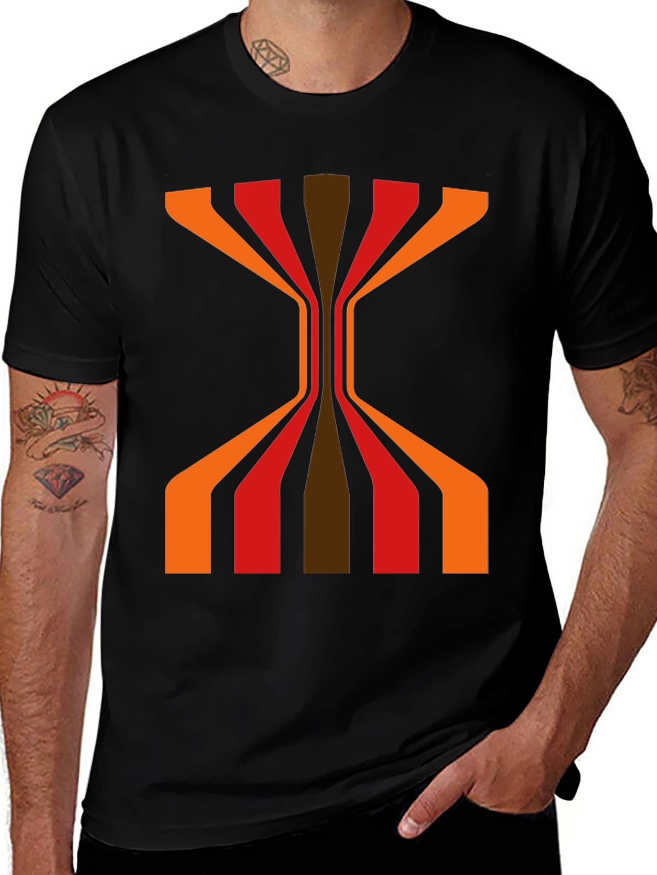 Variant 12 of Retro Geometric Men's Black T-Shirt