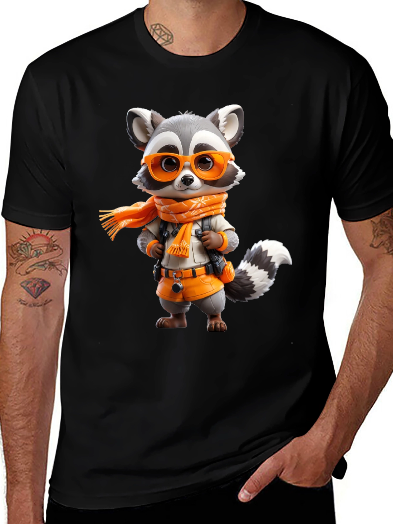 Variant 2 of Raccoon Explorer Graphic Tee - Black Casual Shirt